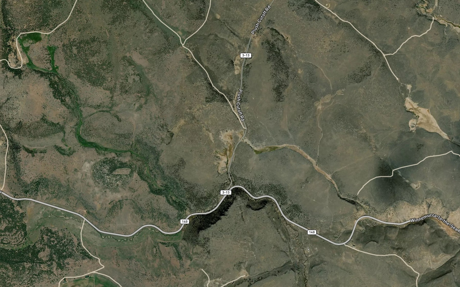 Satellite map of the Parsnip Springs