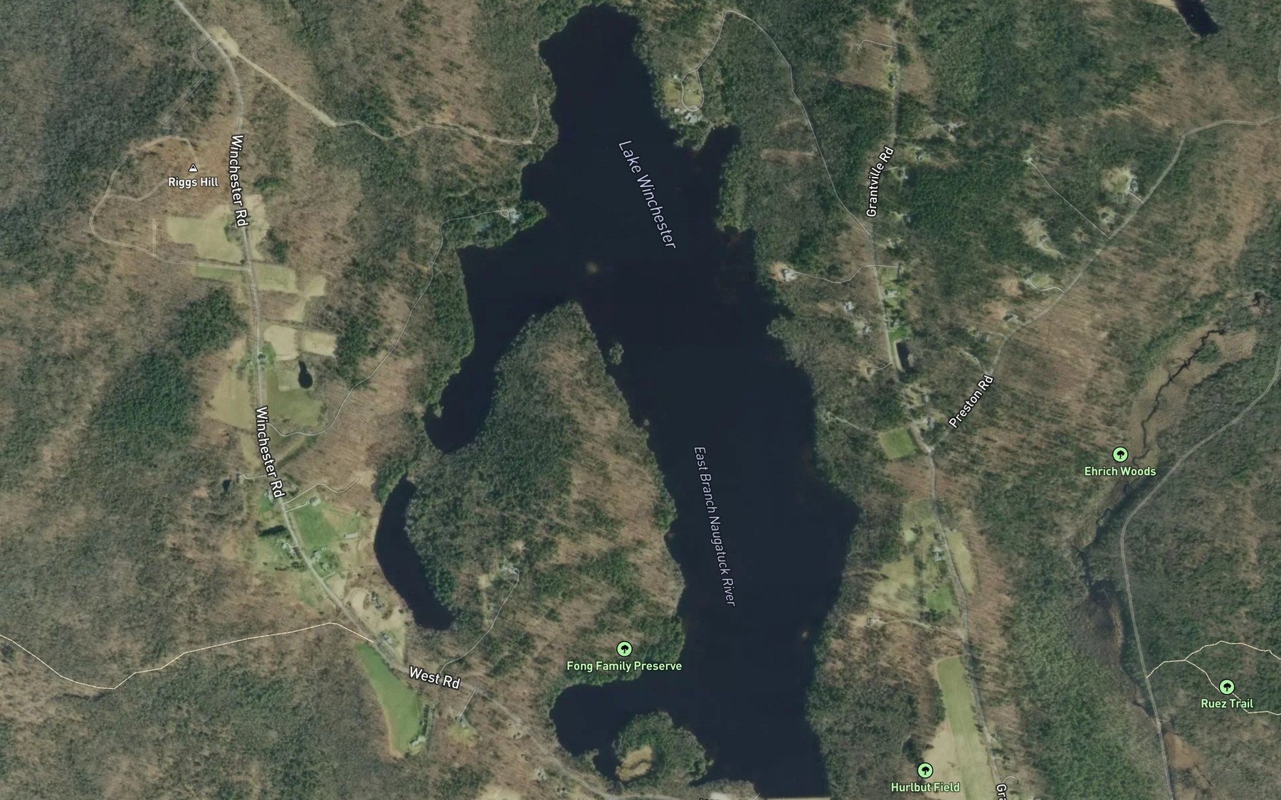 Satellite map of the Lake Winchester