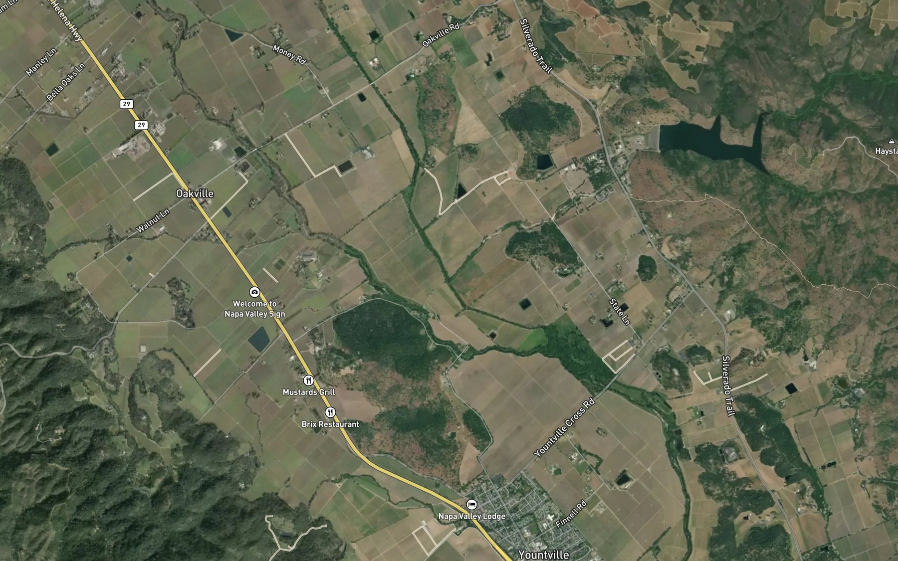 Satellite map of the Rector Creek