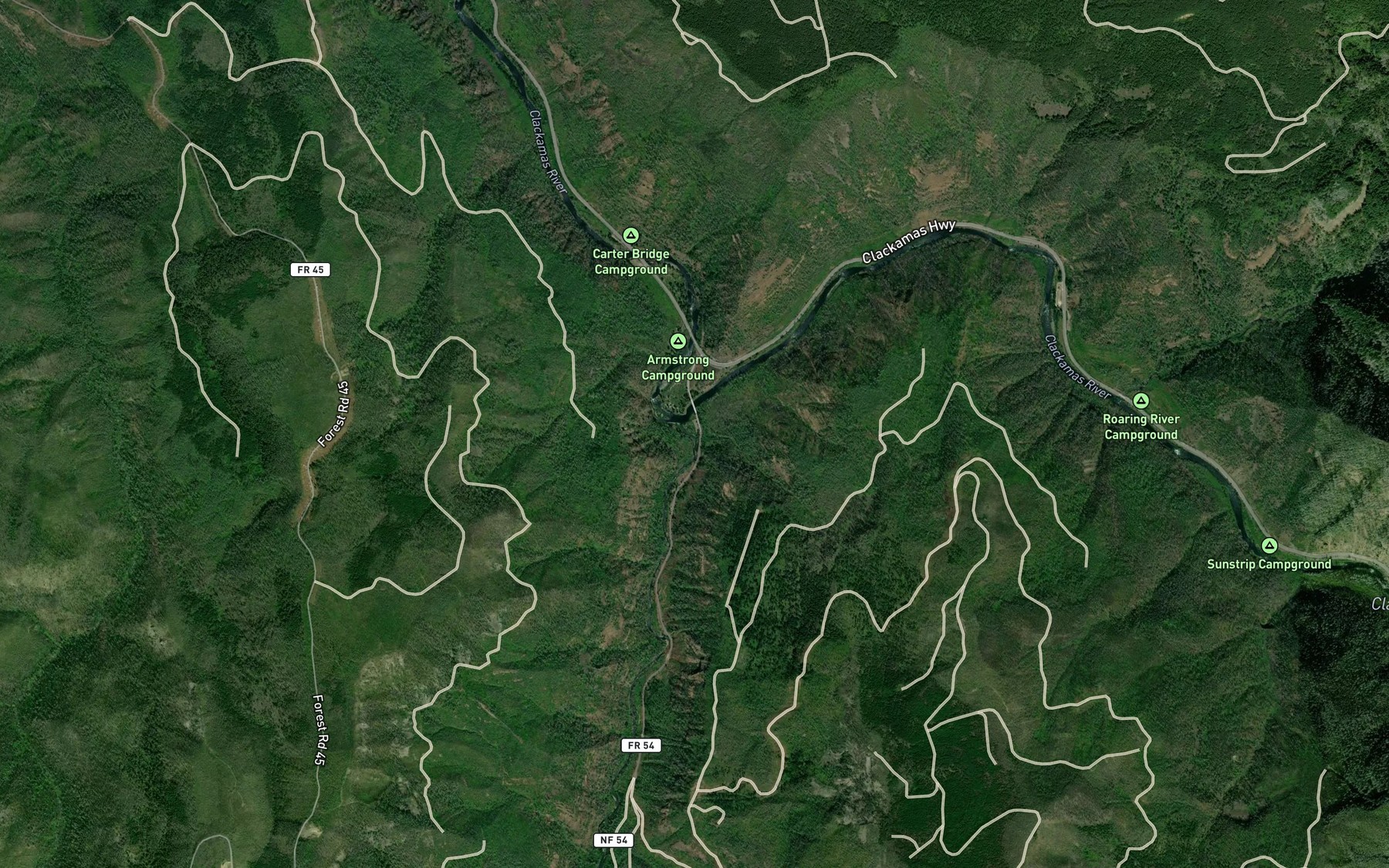 Satellite map of the Dog Creek