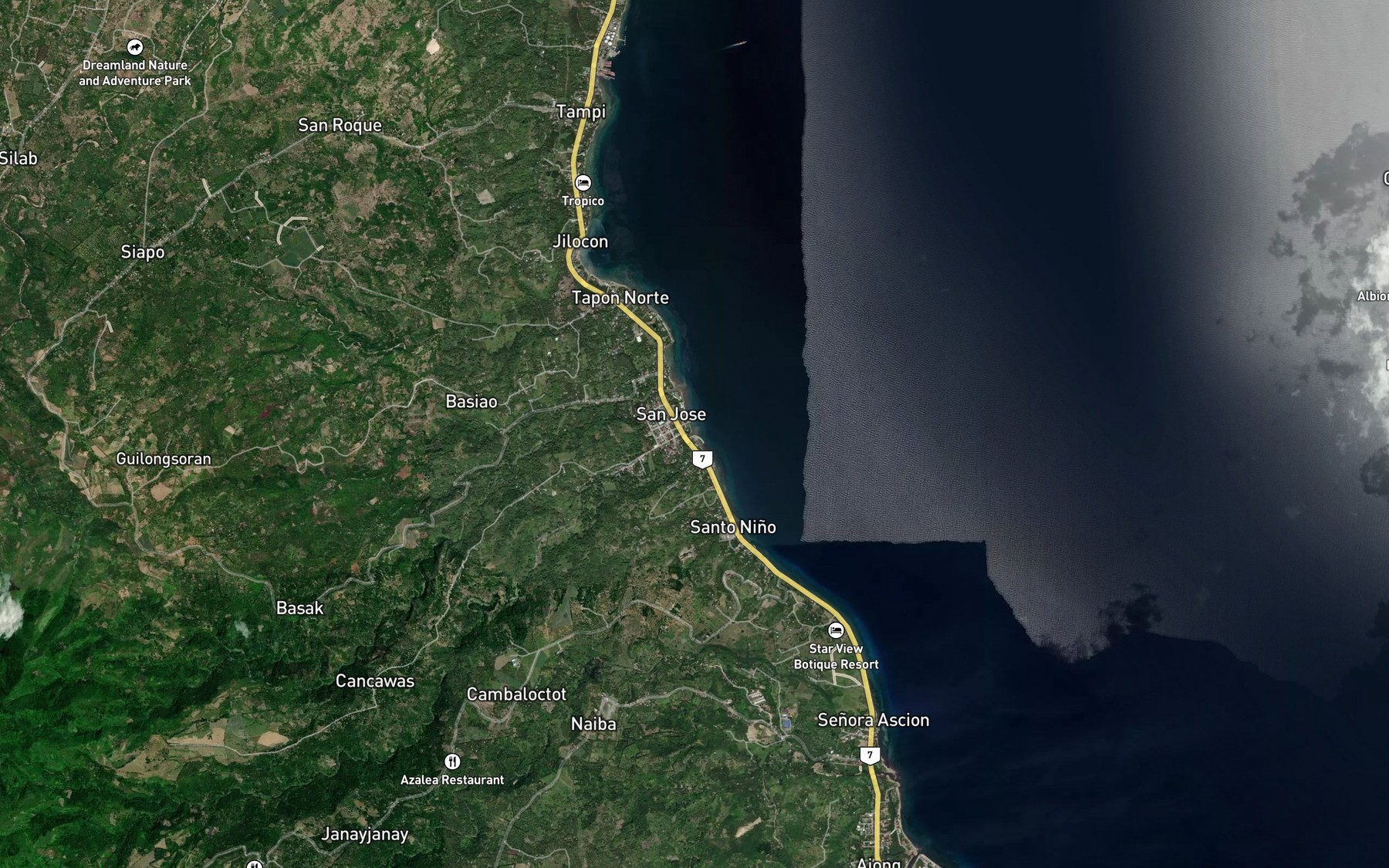 Satellite map of the Ayuquitan Daku River