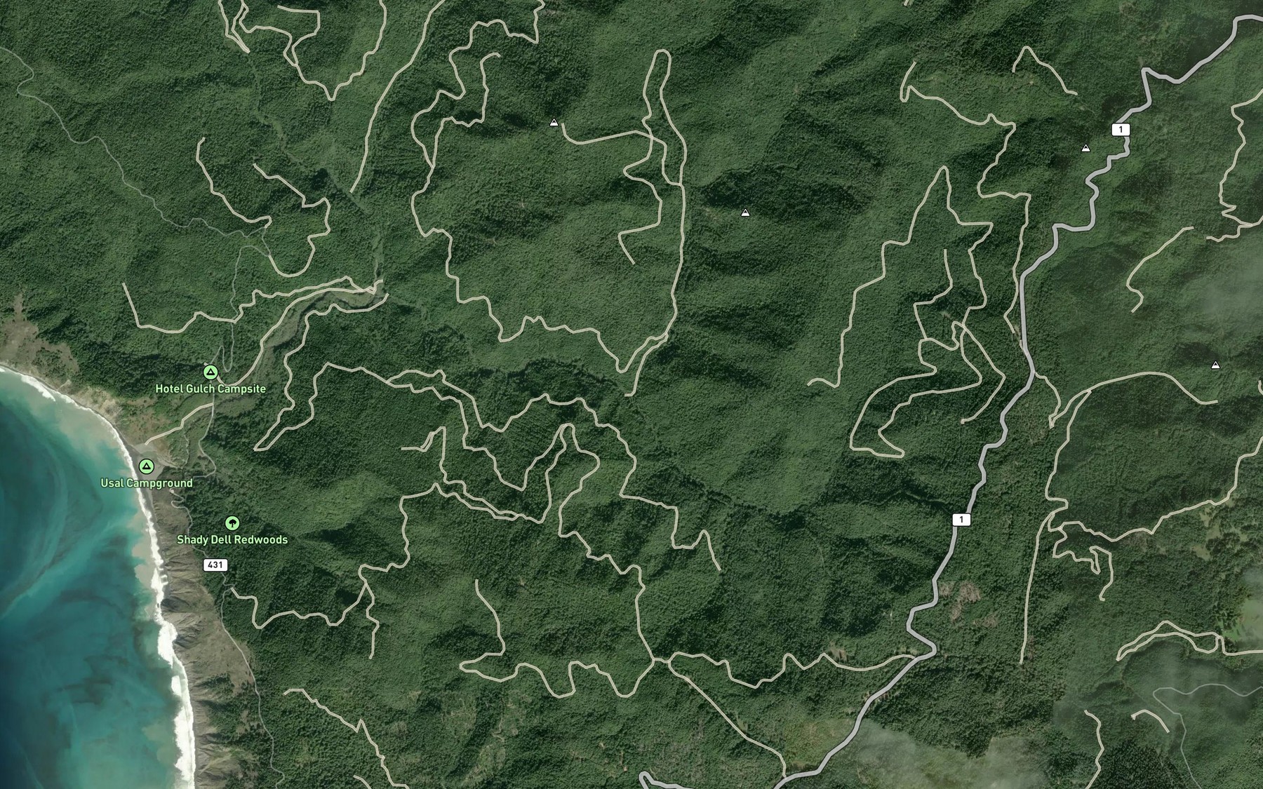 Satellite map of the Julias Creek