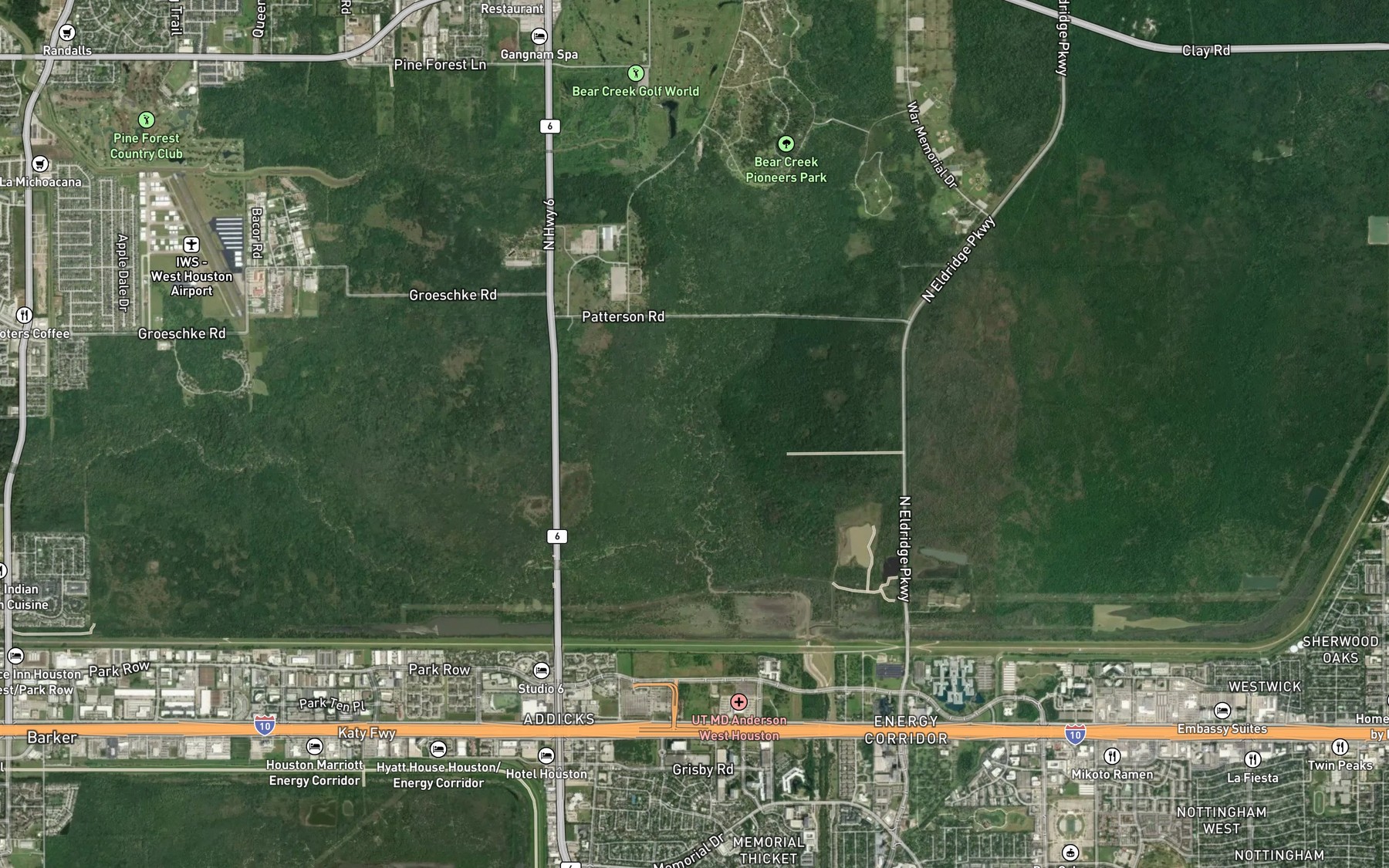 Satellite map of the Langham Creek