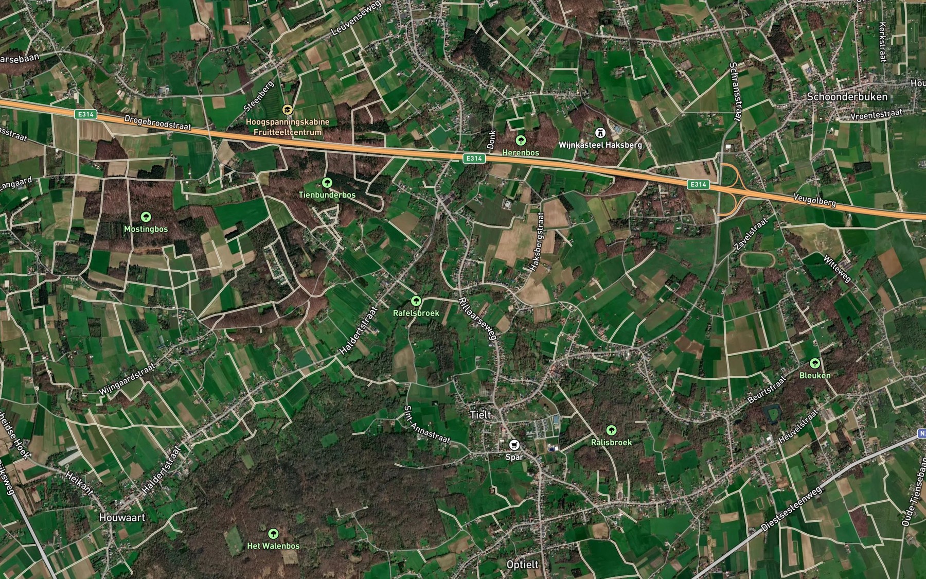 Satellite map of the Tieltse Motte