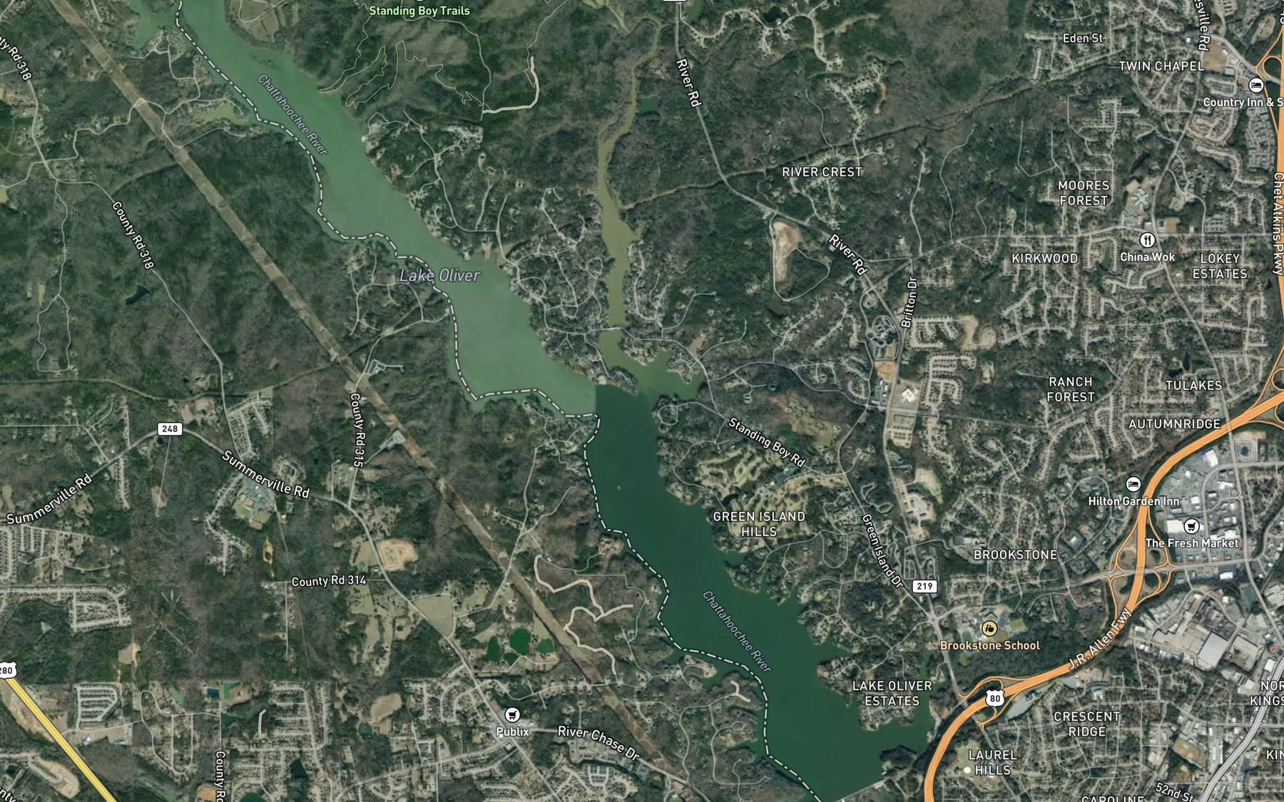 Satellite map of the Standing Boy Creek