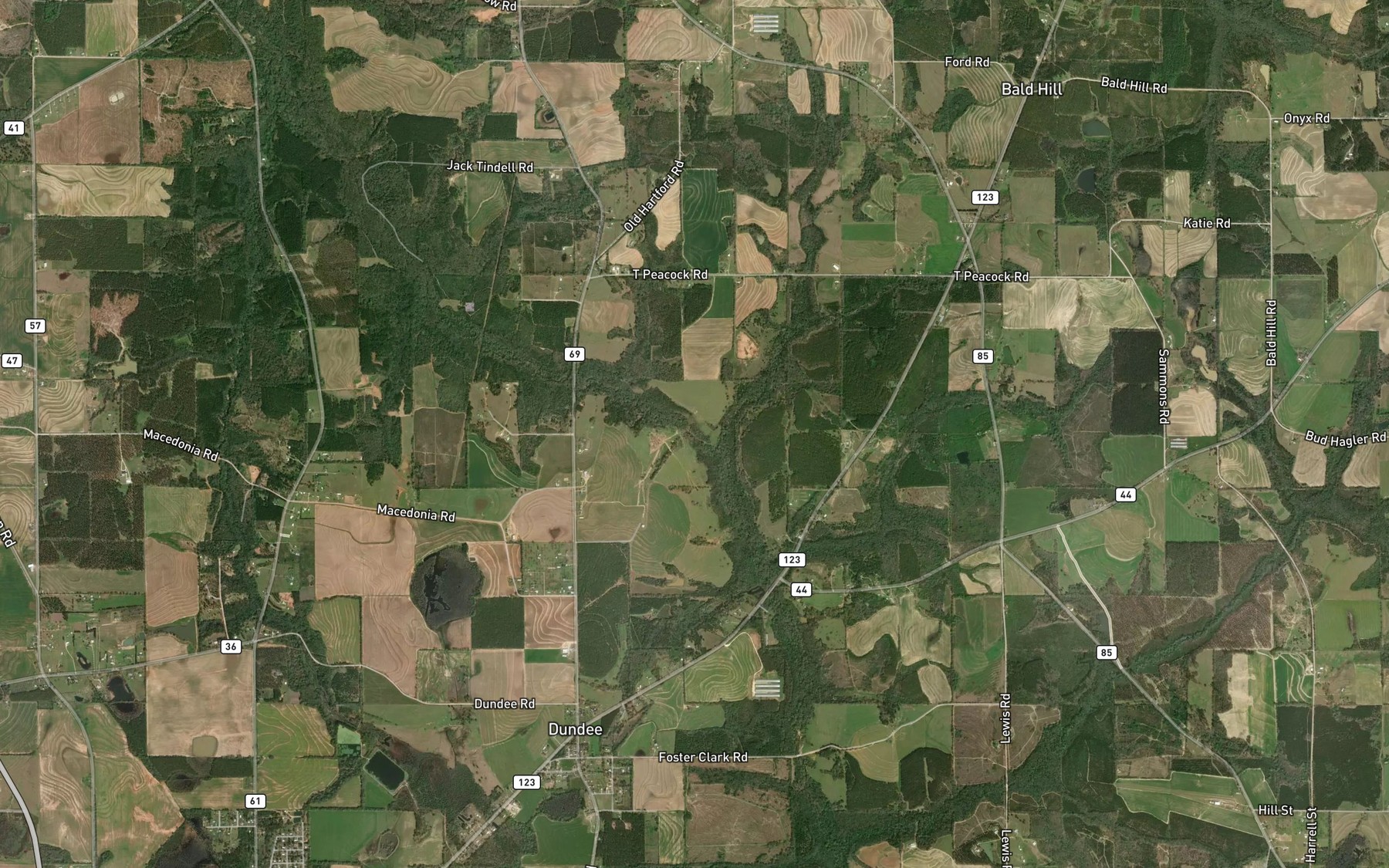 Satellite map of the Sandy Branch