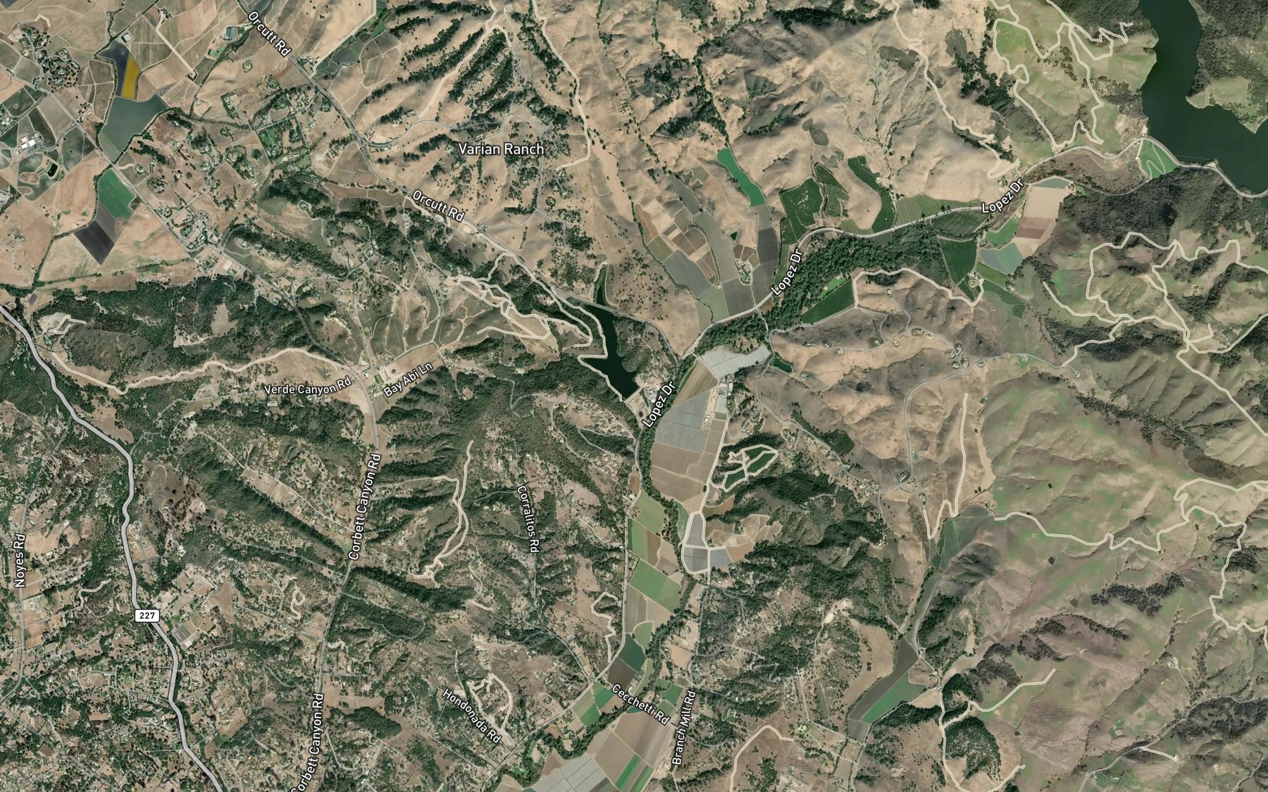 Satellite map of the Lopez Reservoir