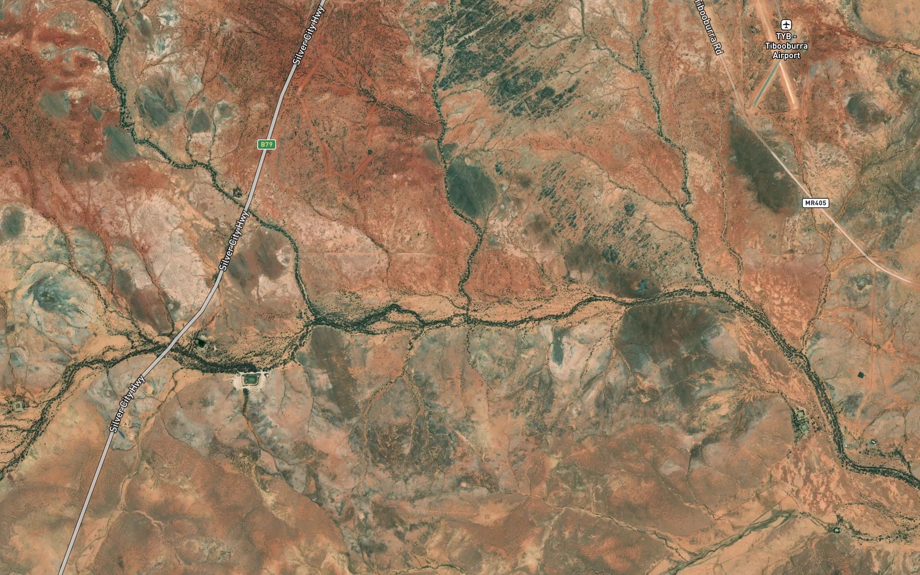 Satellite map of the Racecourse Creek