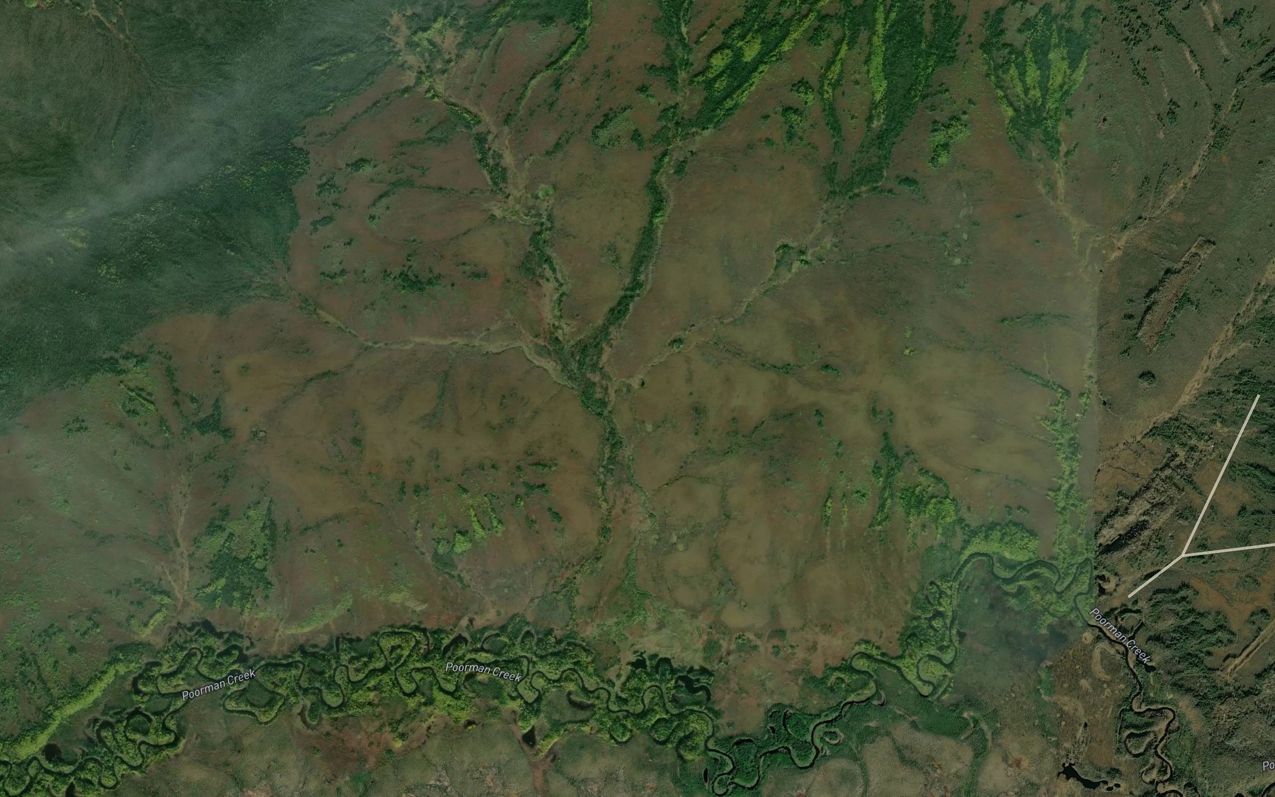 Satellite map of the Mystery Creek