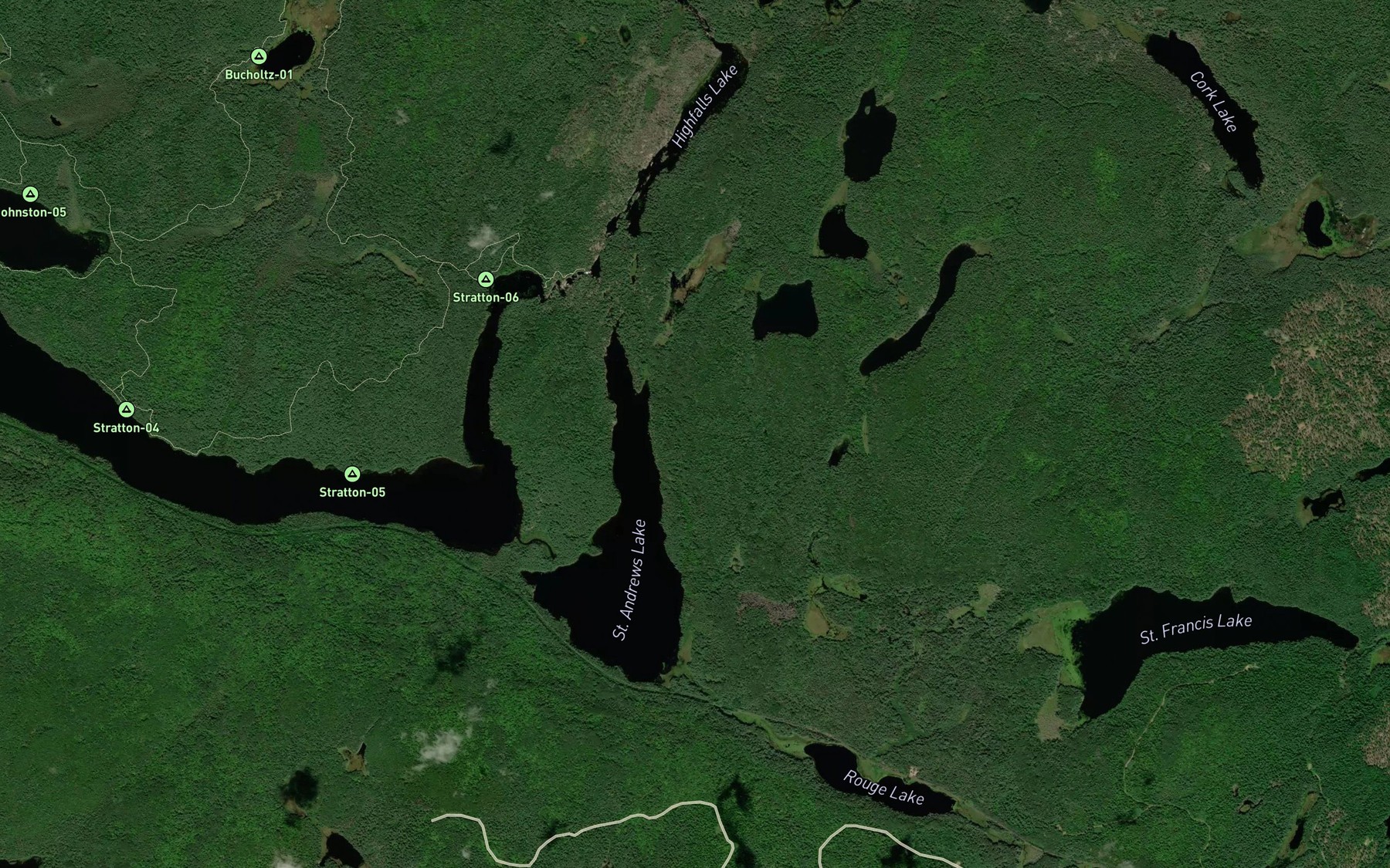 Satellite map of the Marie Creek