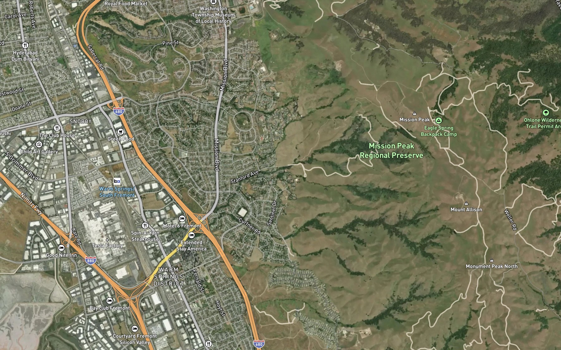Satellite map of the Warm Springs