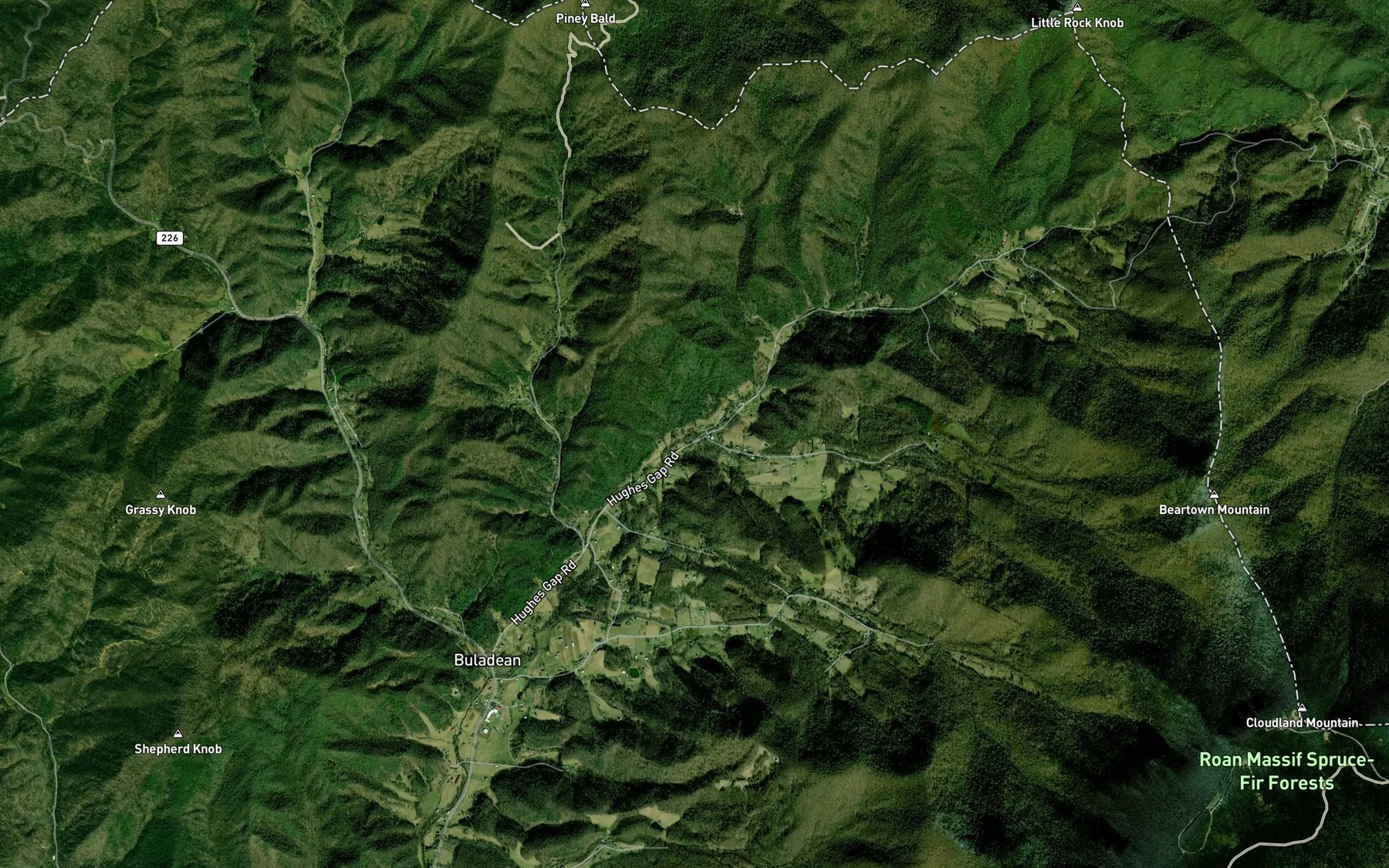 Satellite map of the Lyddies Creek