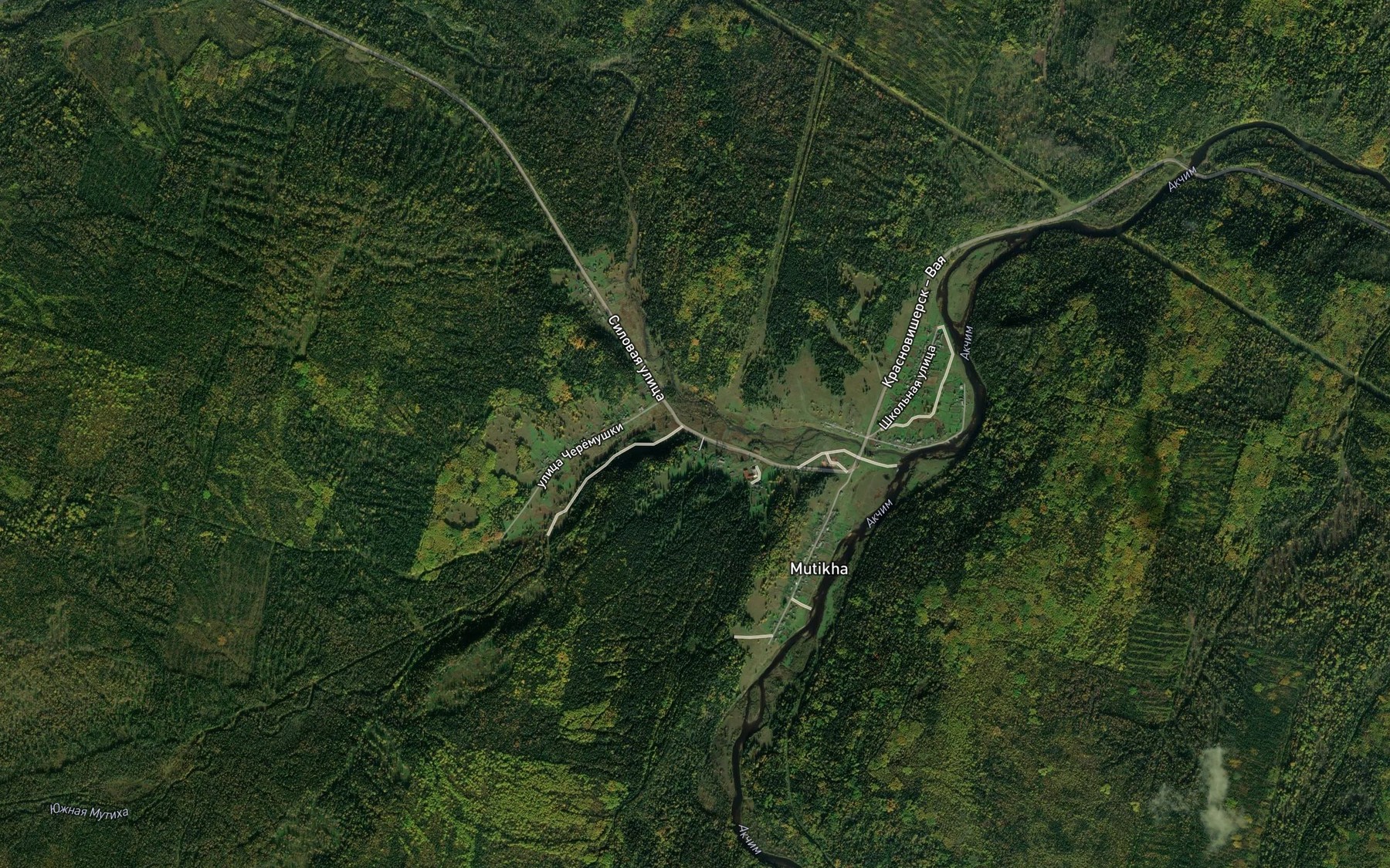 Satellite map of the Yuzhnaya Mutikha