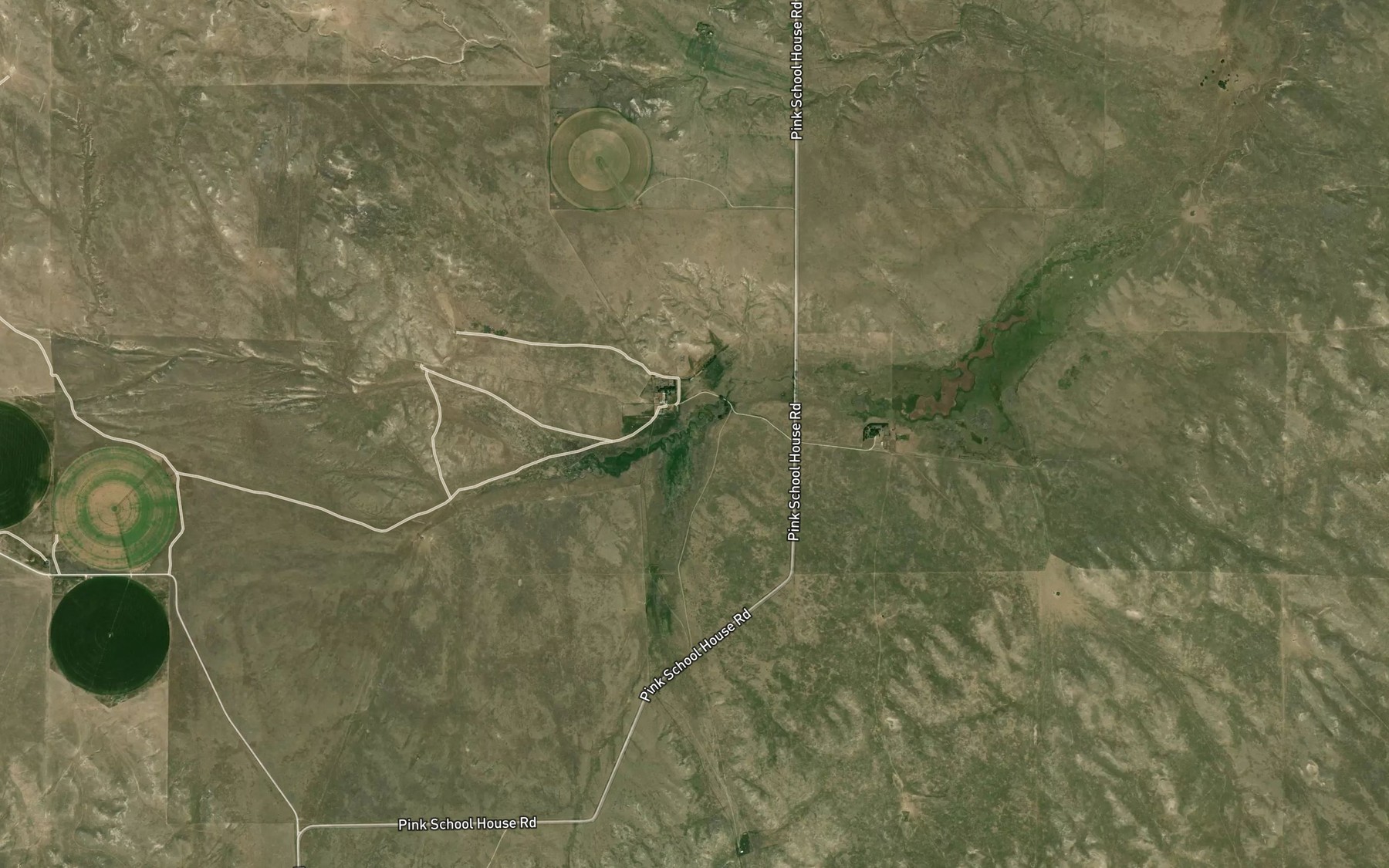 Satellite map of the Coyote Springs Creek