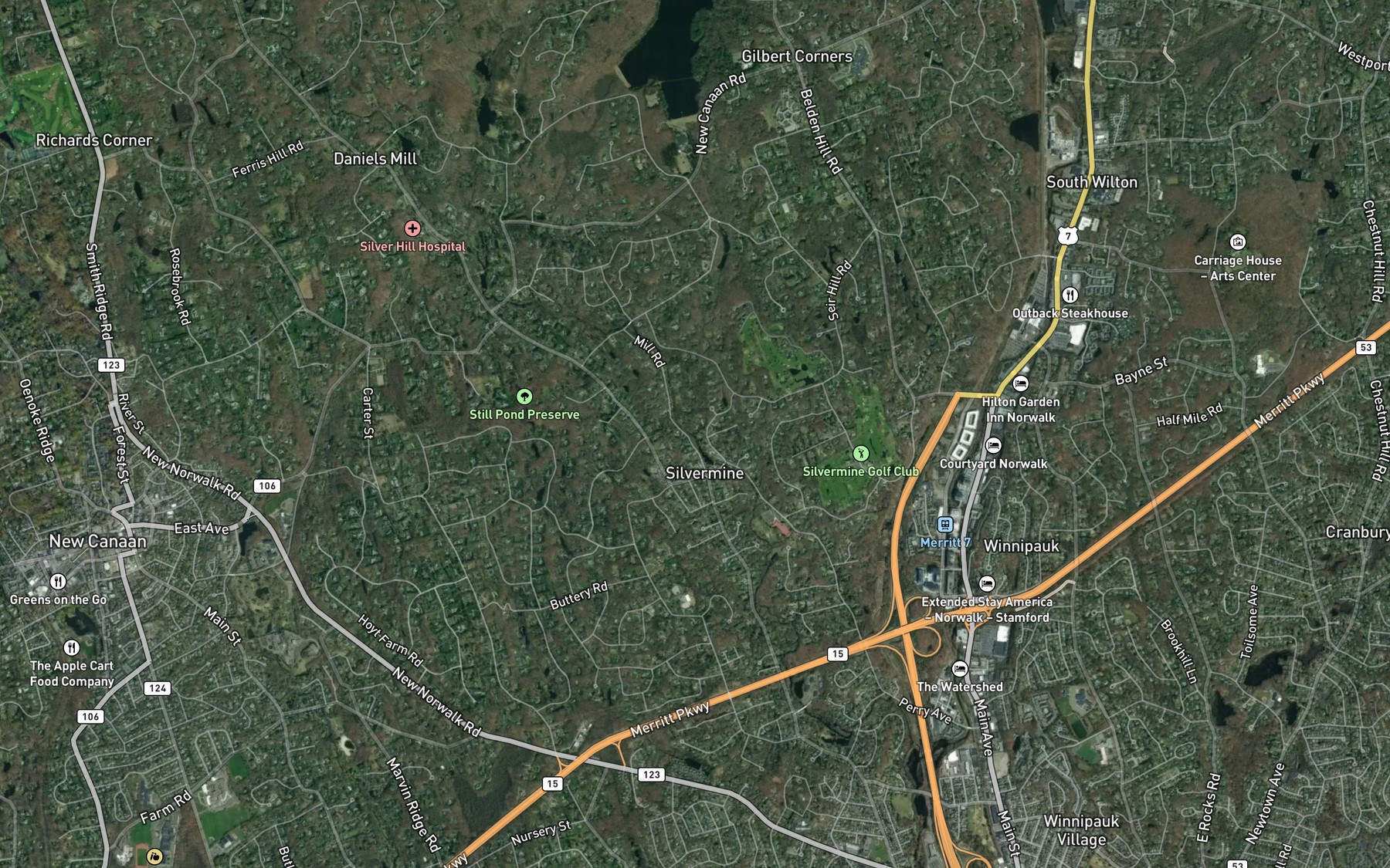 Satellite map of the Belden Hill Brook