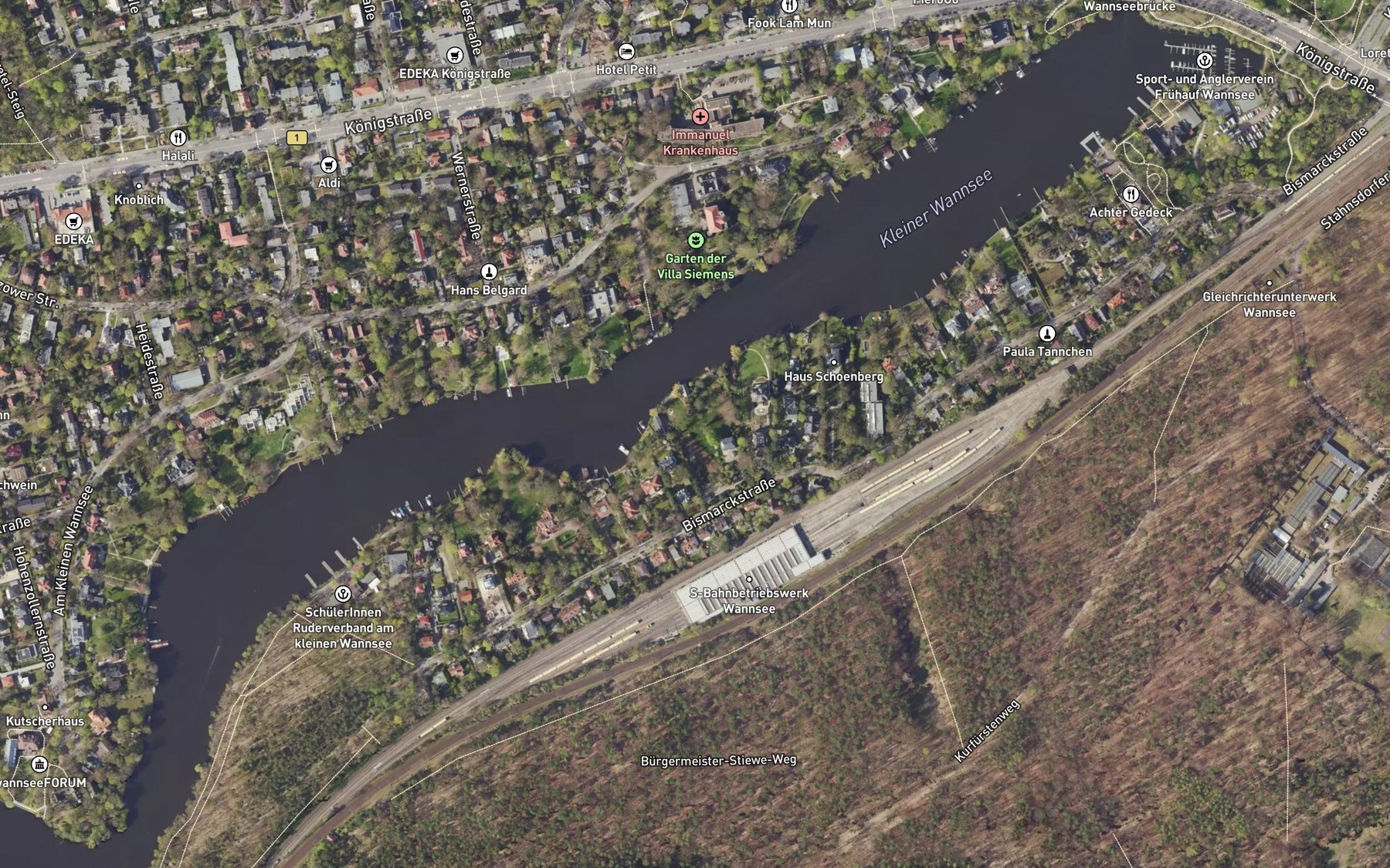 Satellite map of the Kleiner Wannsee
