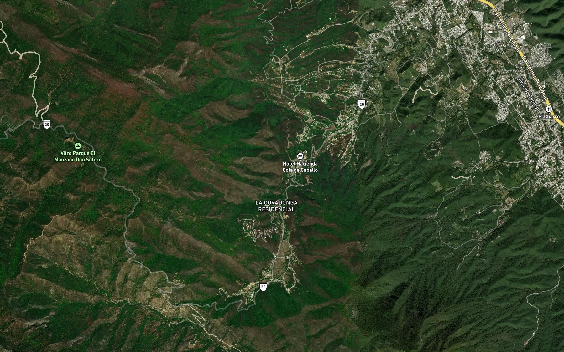 Satellite map of the Salto Cola de Caballo
