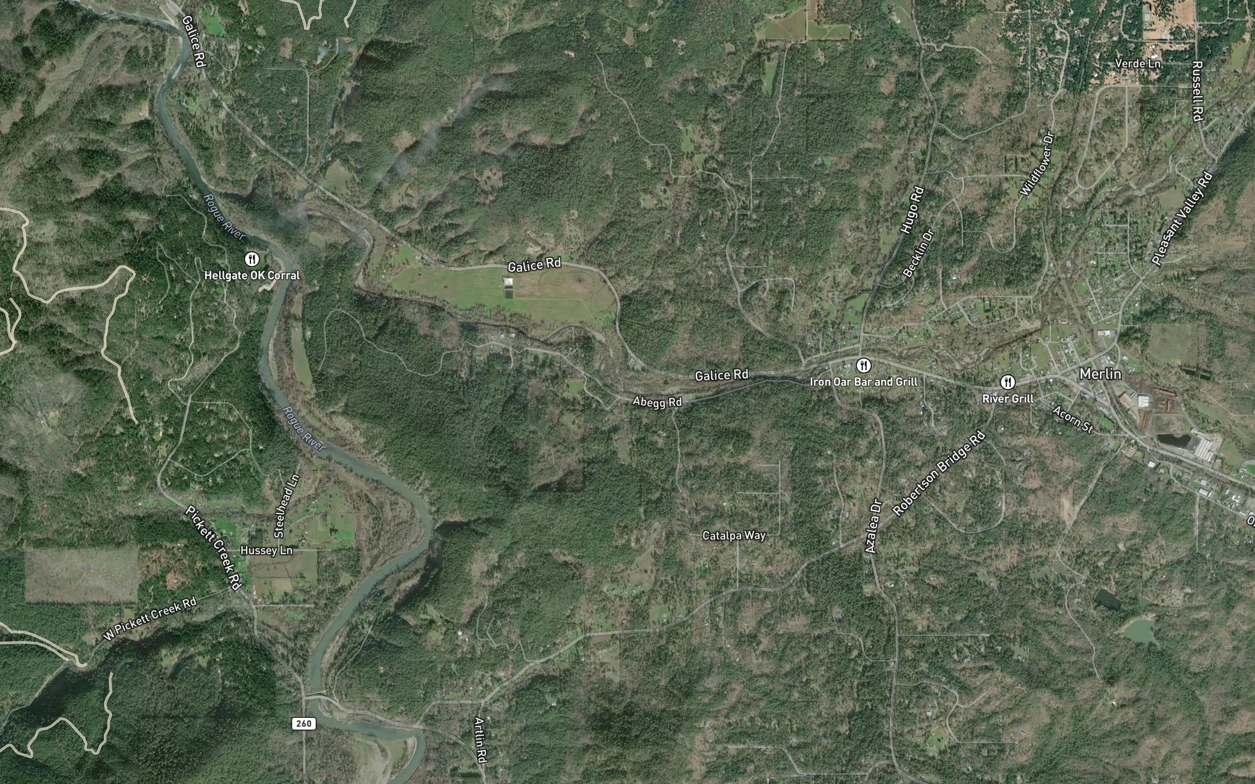Satellite map of the Swanson Creek
