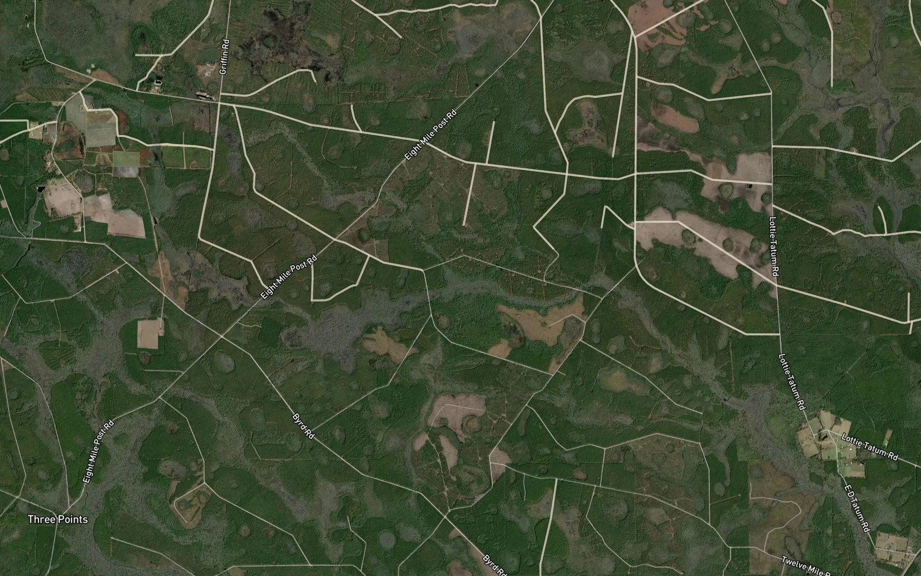 Satellite map of the Tom Thumb Creek