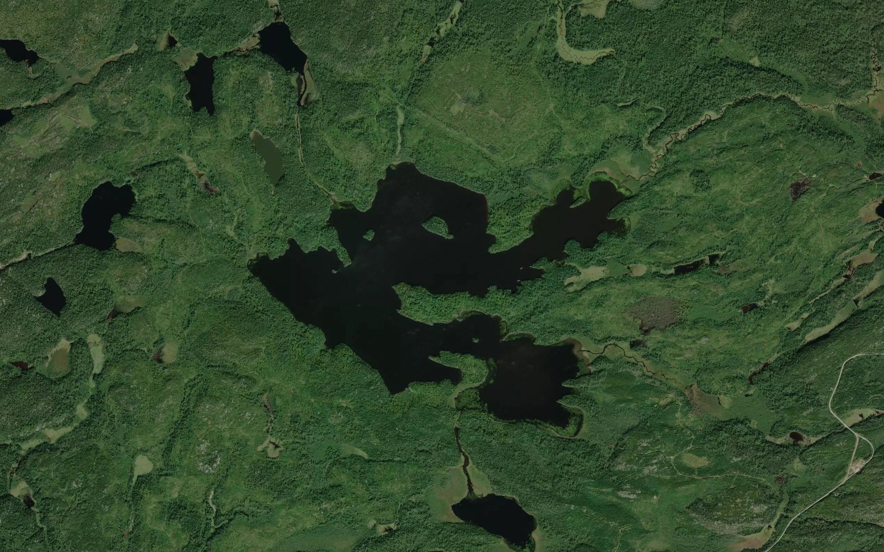 Satellite map of the Campfire Lake
