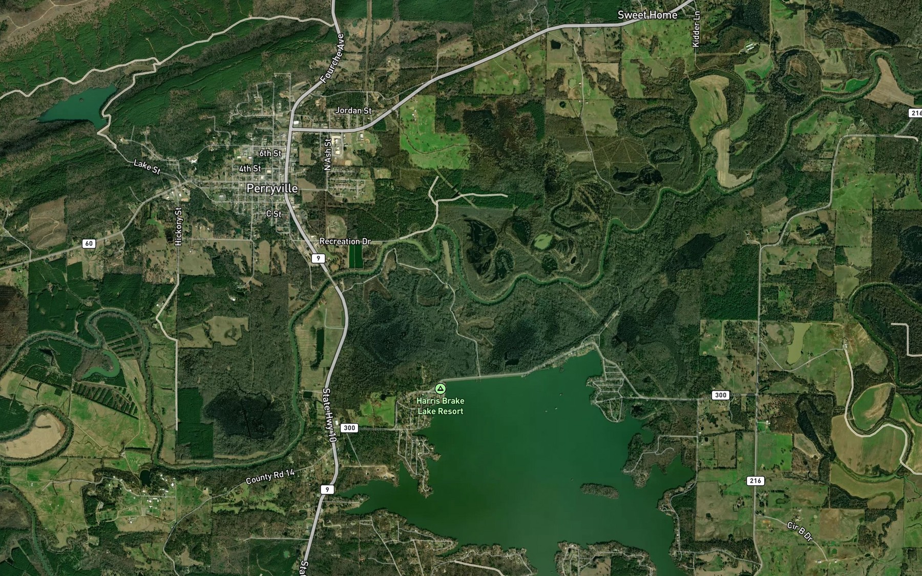Satellite map of the Coffee Creek