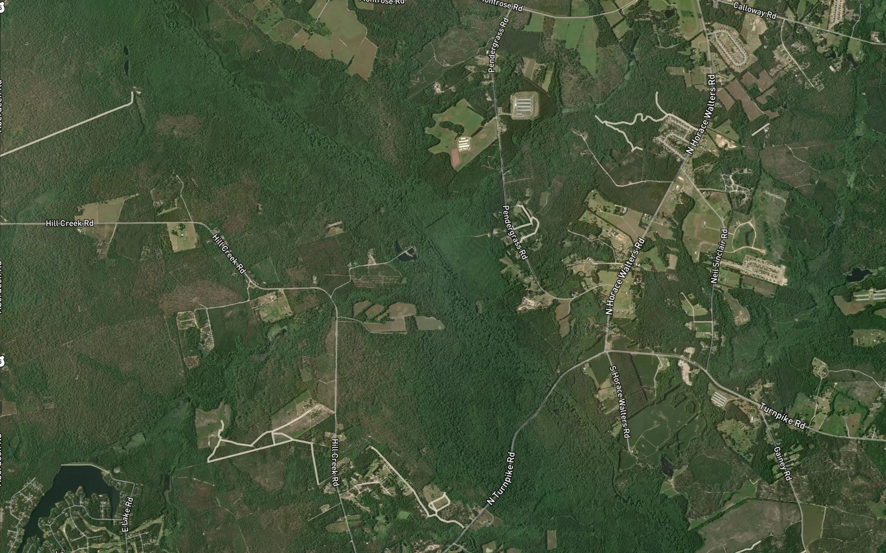 Satellite map of the Hills Creek