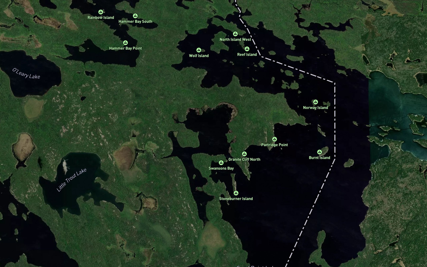 Satellite map of the Swansons Bay