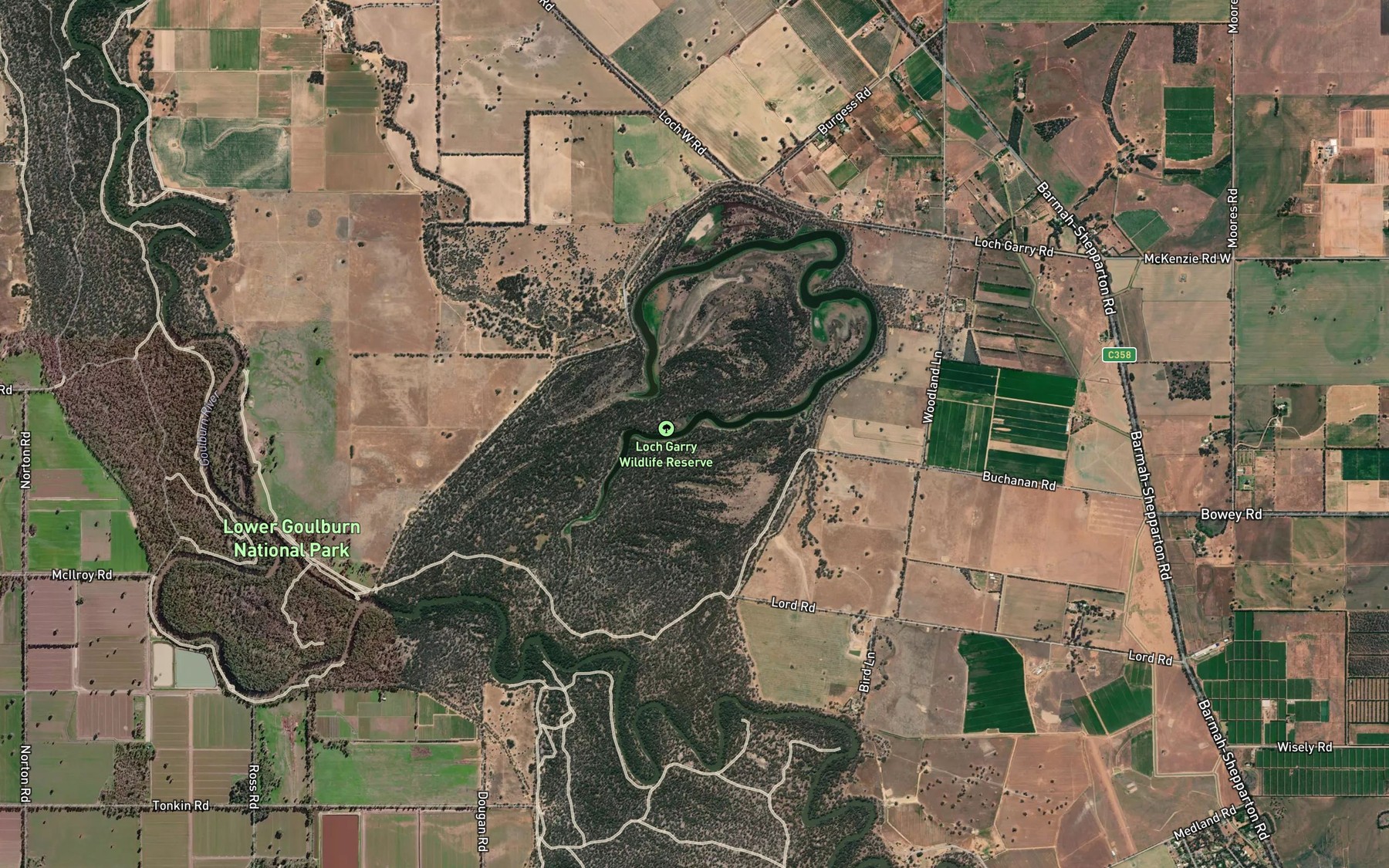 Satellite map of the Loch Garry