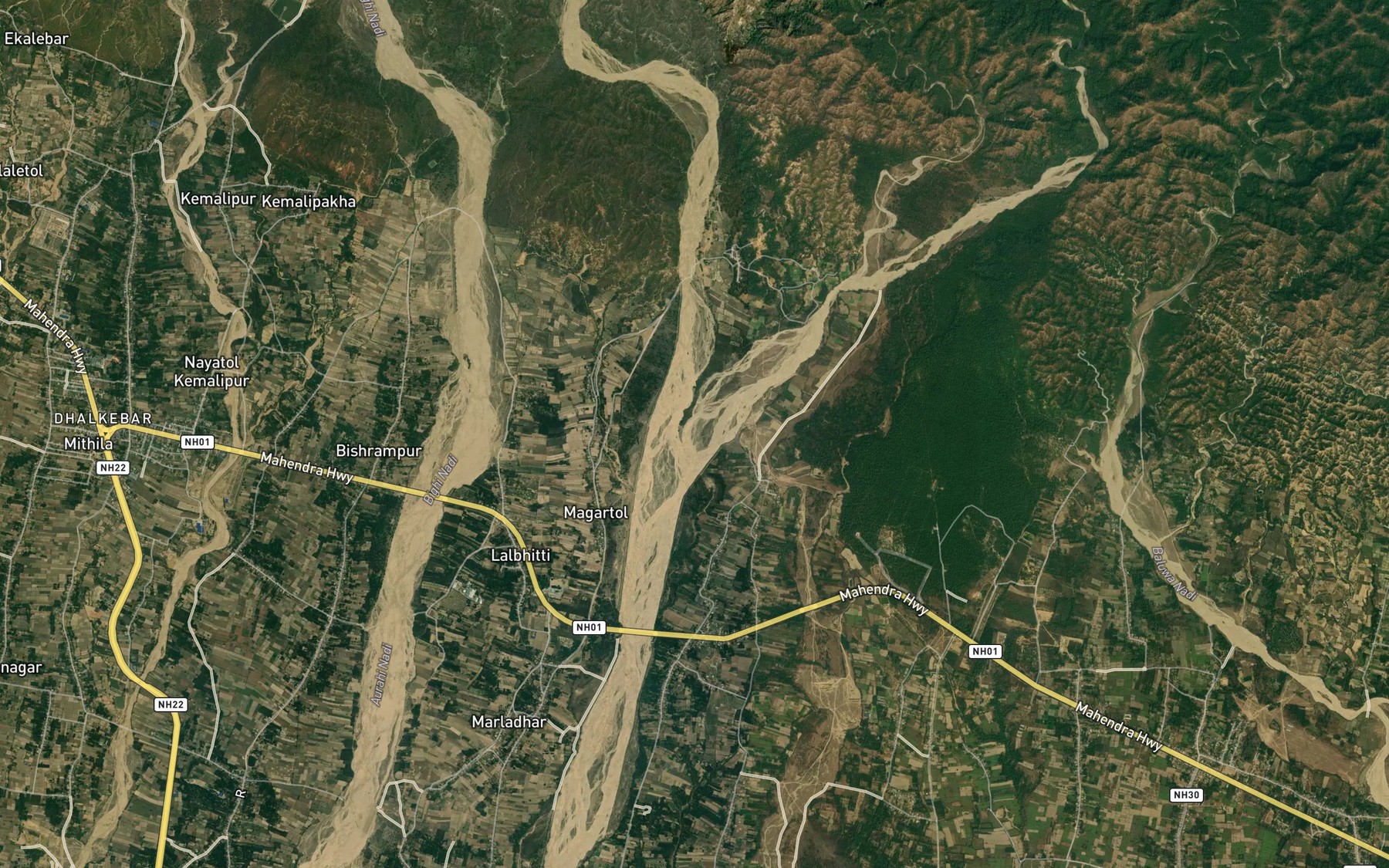 Satellite map of the Chemeniya Khola