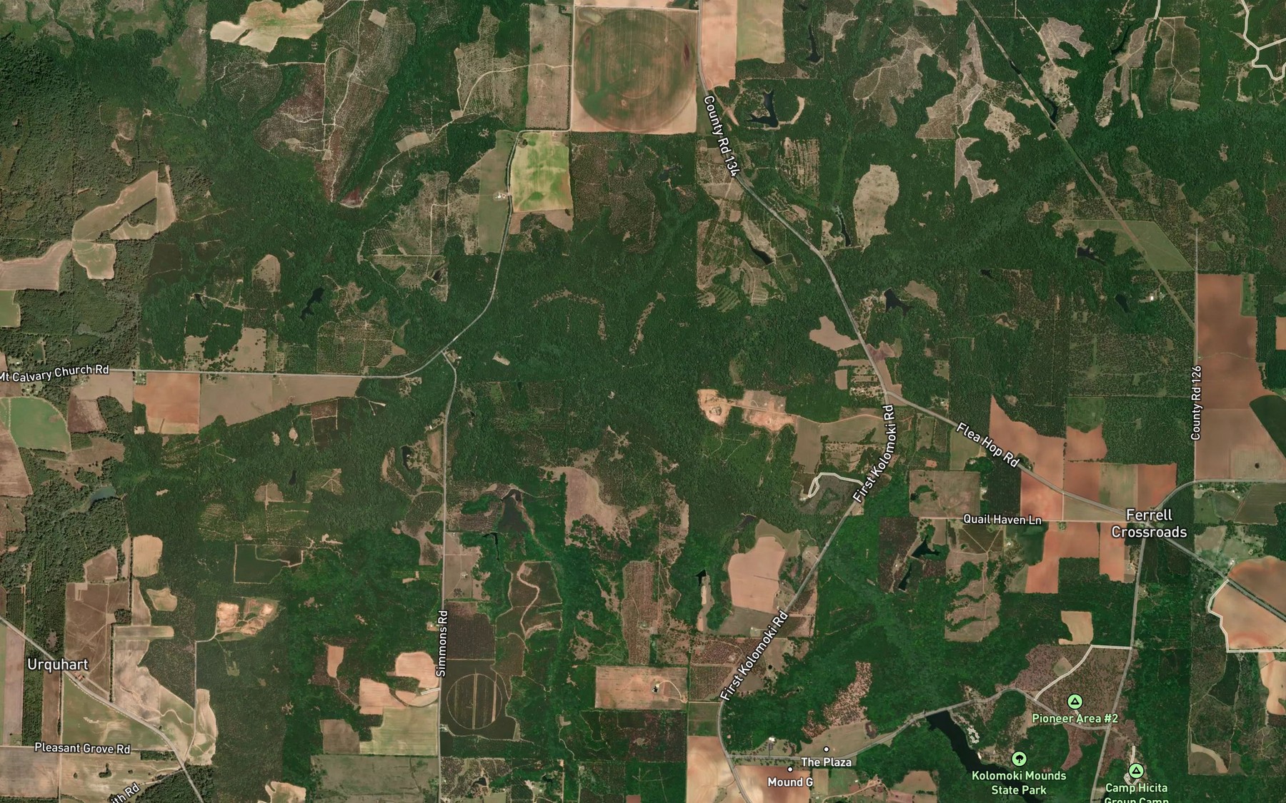 Satellite map of the Little Kolomoki Creek