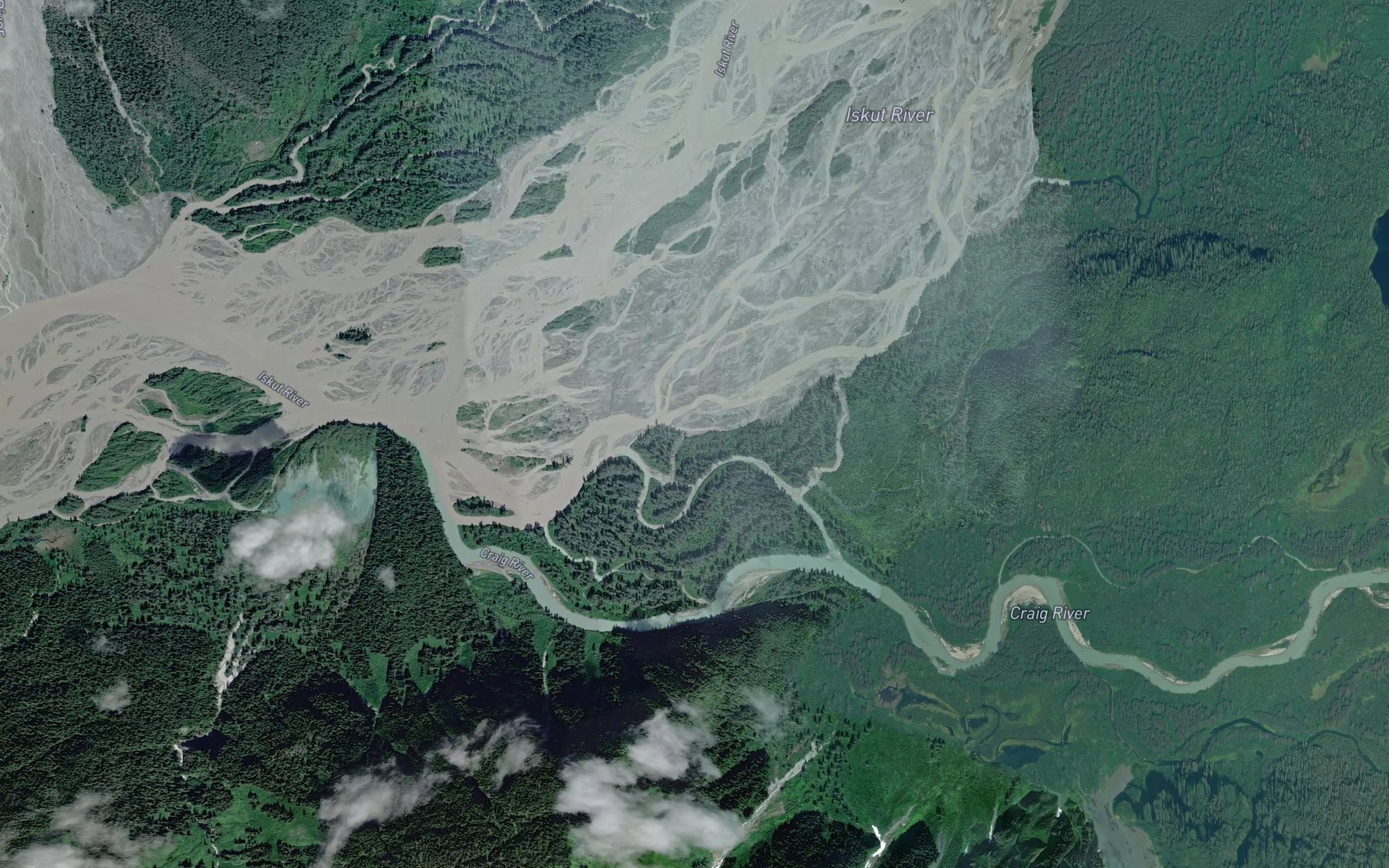 Satellite map of the Raven Creek