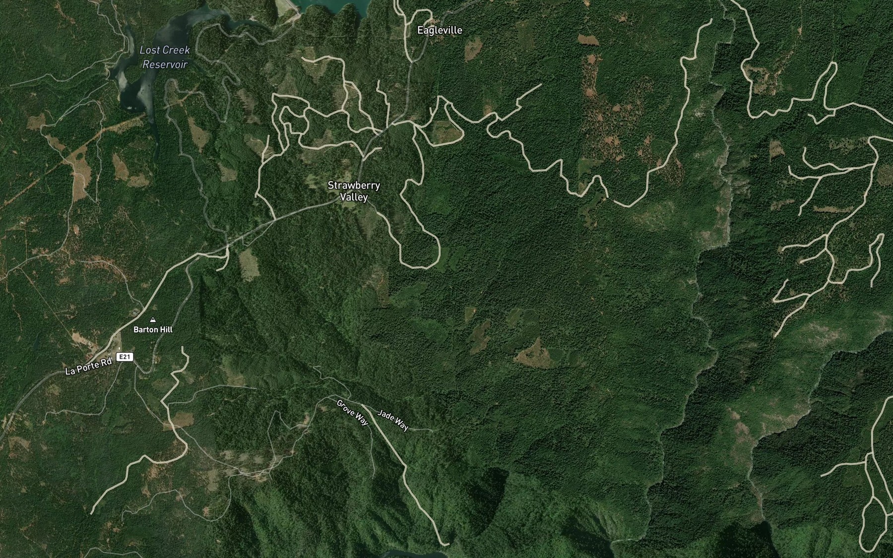 Satellite map of the Kentucky Creek