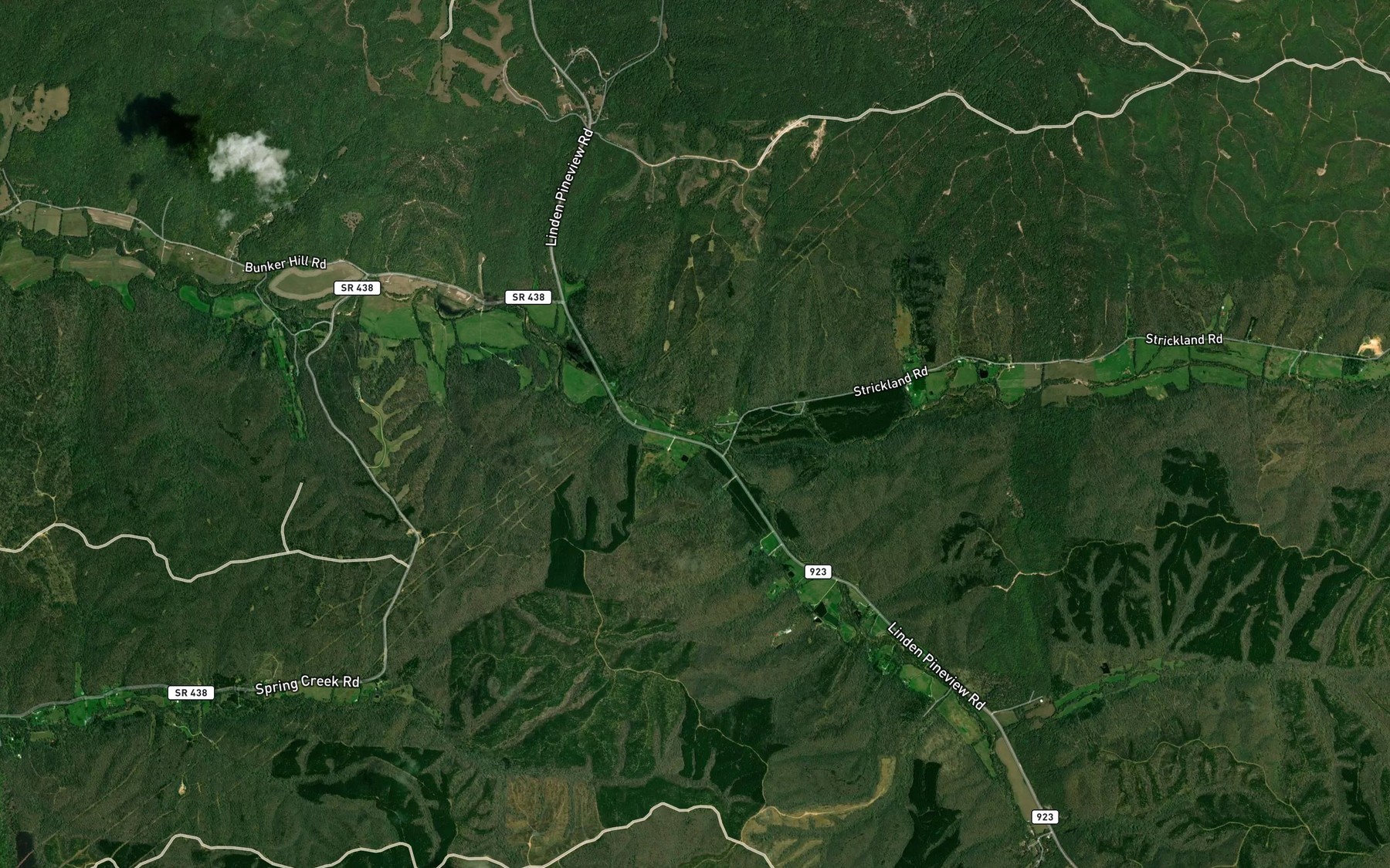 Satellite map of the North Fork Lick Creek