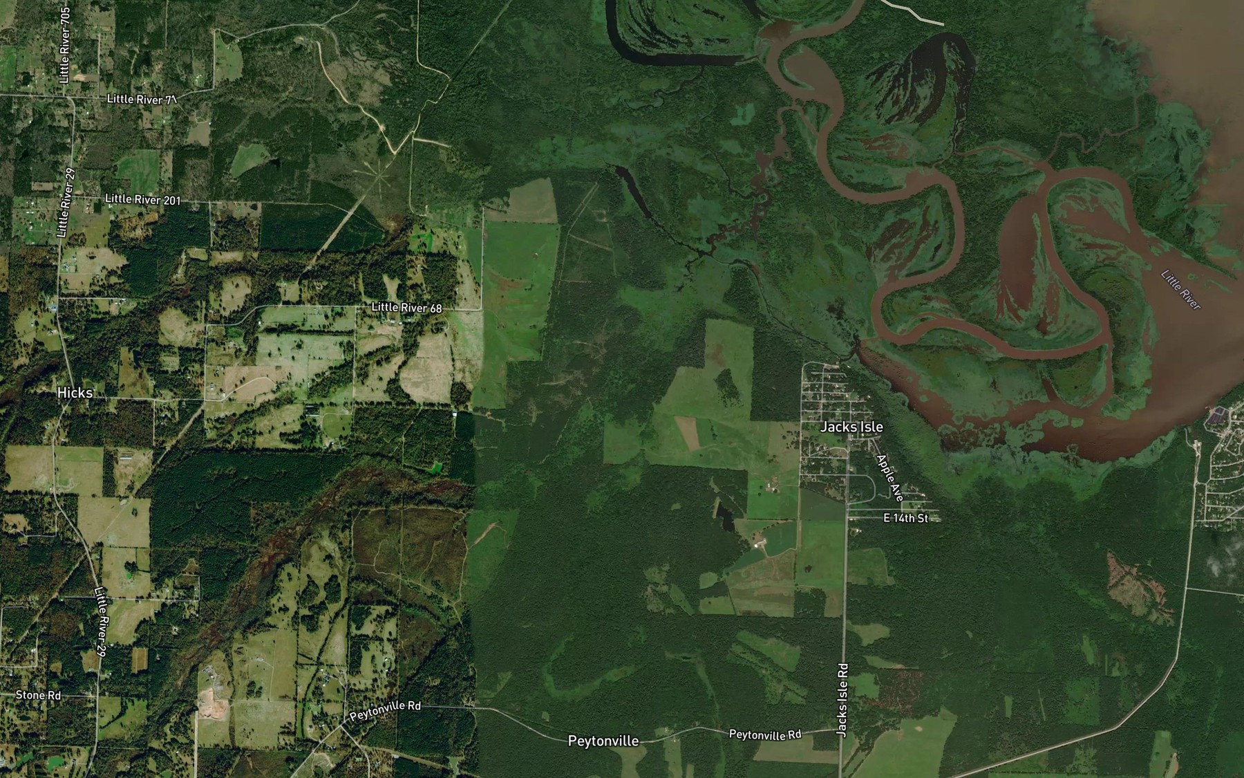 Satellite map of the Hurricane Creek