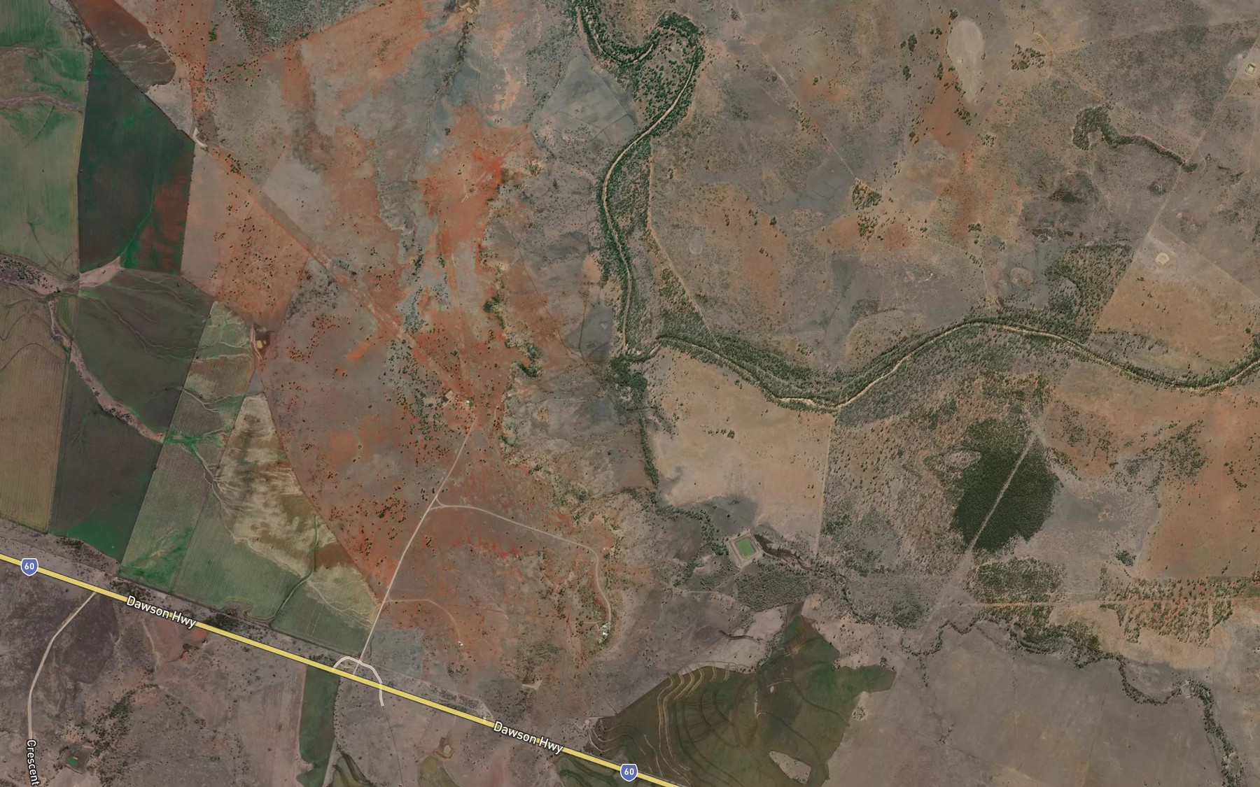 Satellite map of the Racecourse Creek
