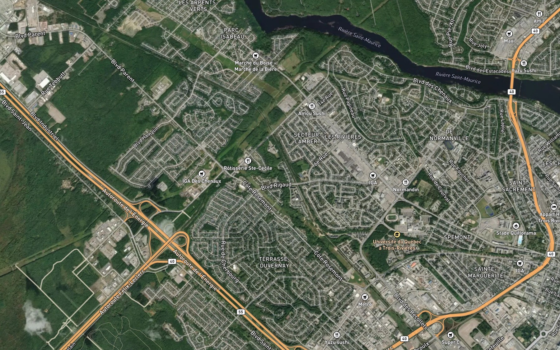 Satellite map of the Cours d'eau du Rang Deux