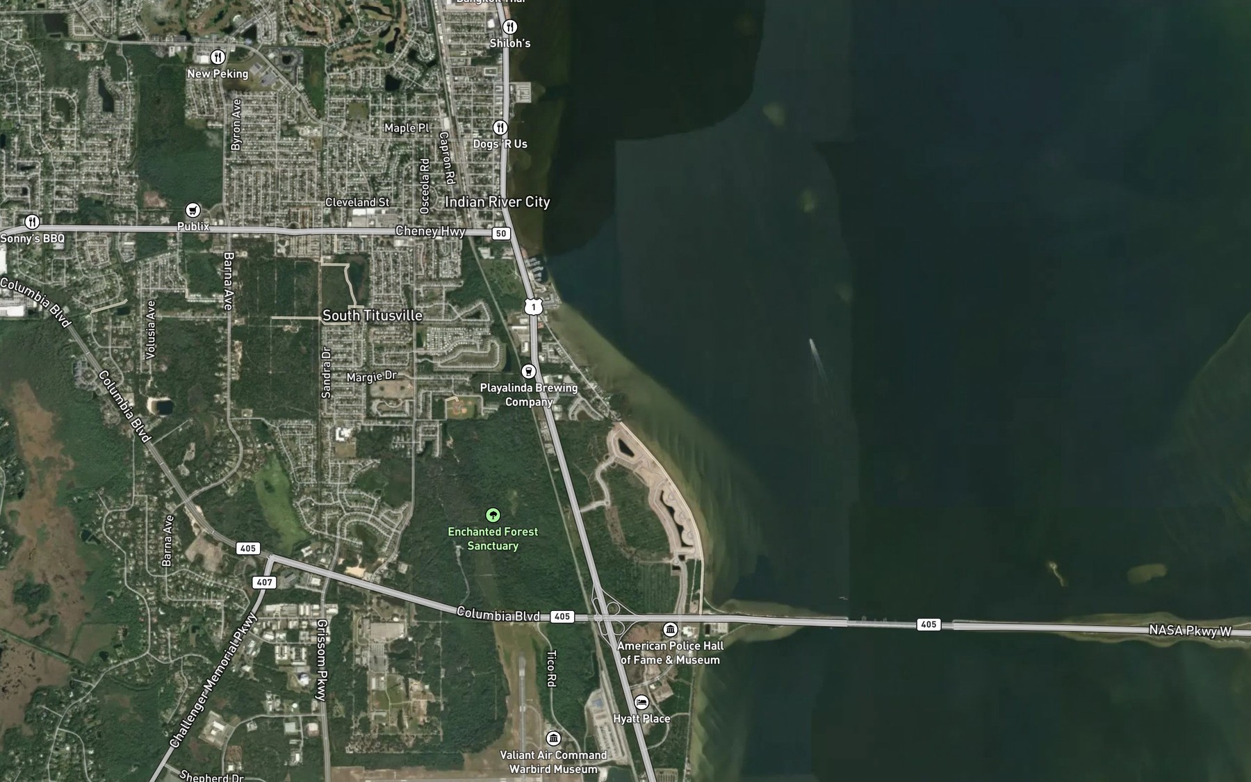 Satellite map of the Addison Creek