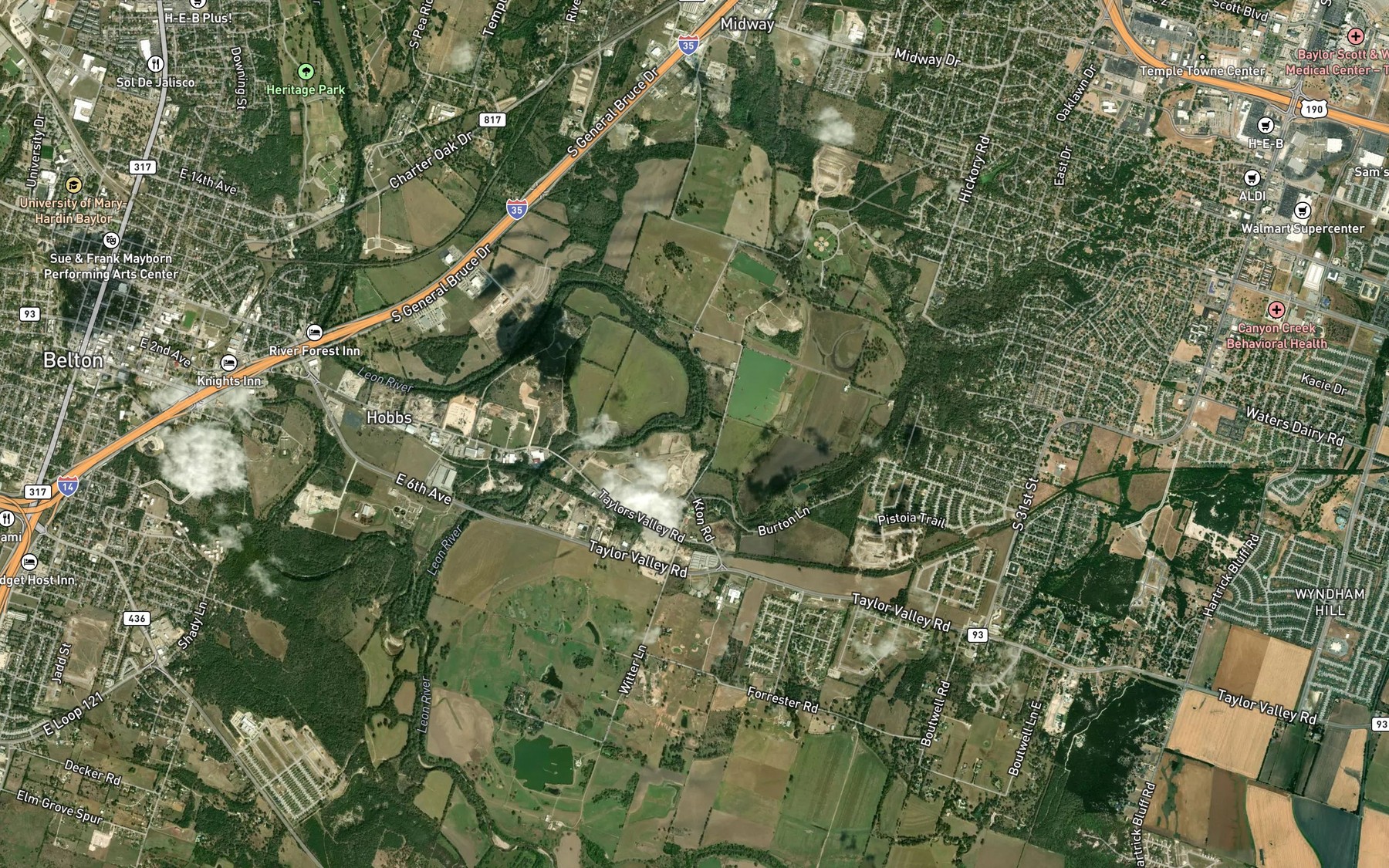 Satellite map of the Bird Creek
