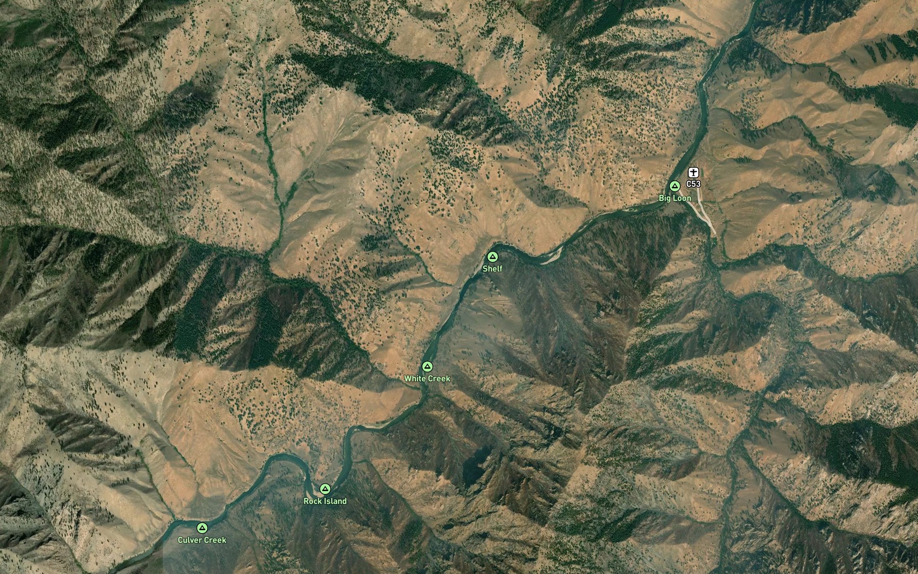 Satellite map of the Bridge Creek