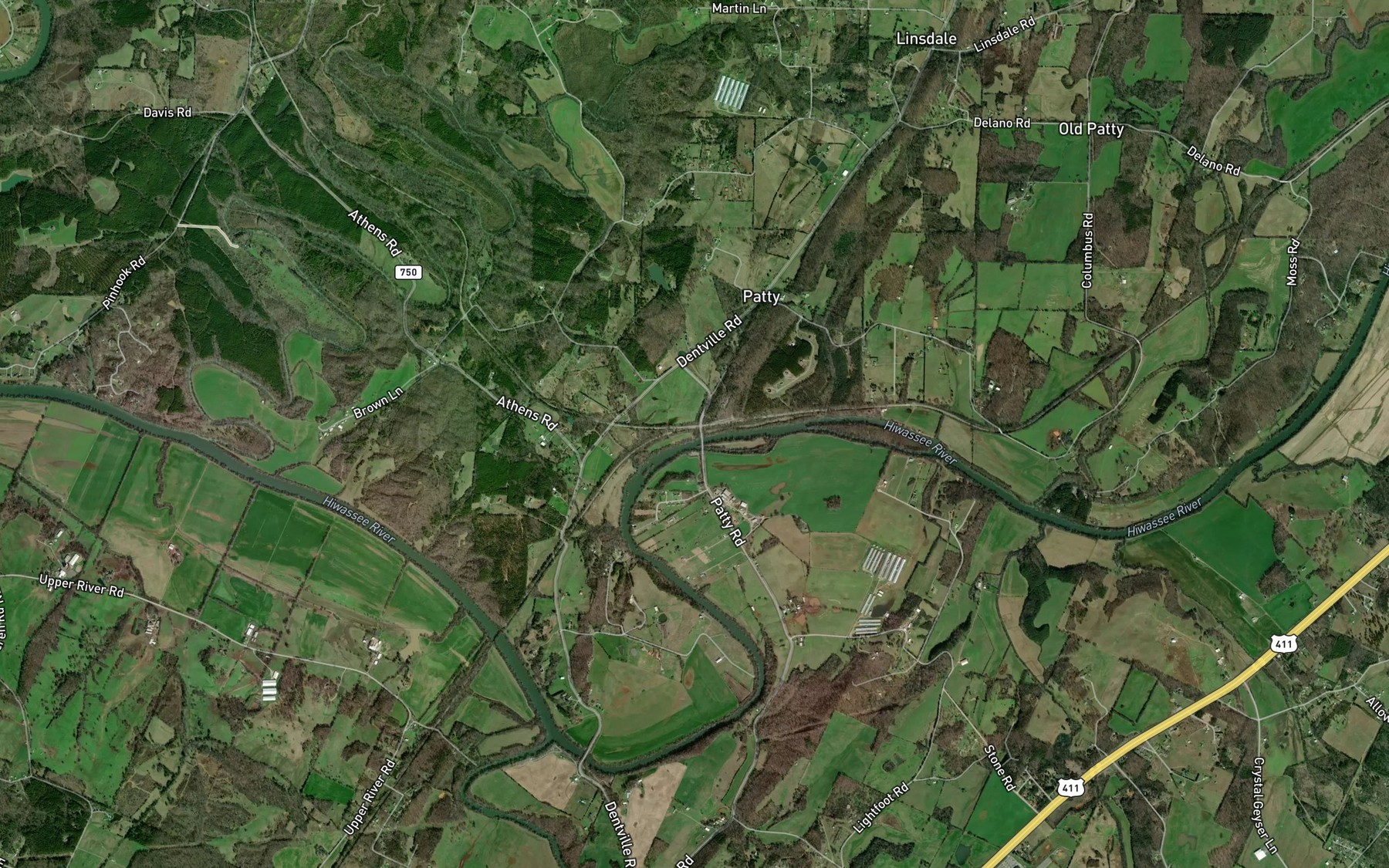 Satellite map of the Spearman Branch