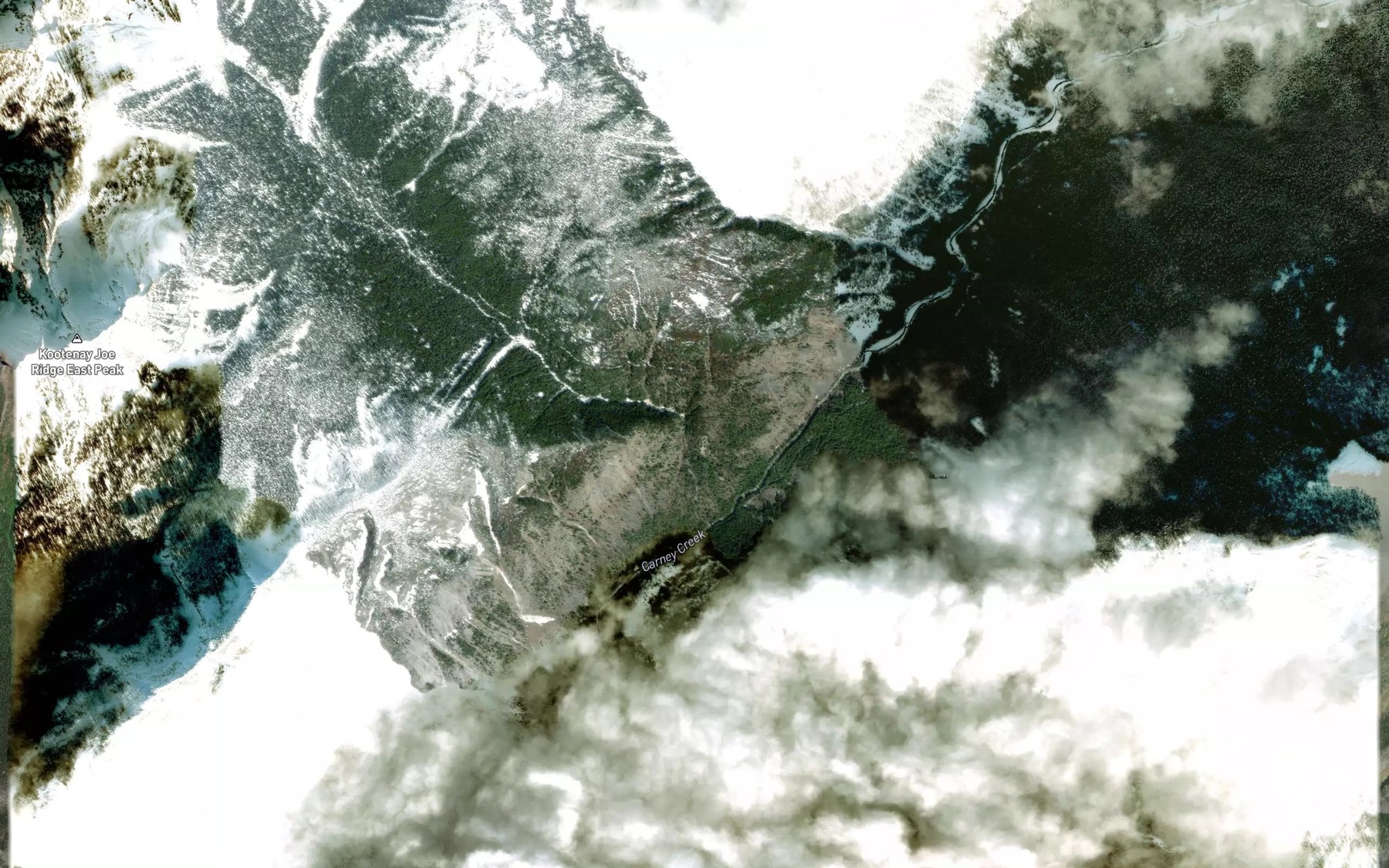 Satellite map of the Stanley Creek