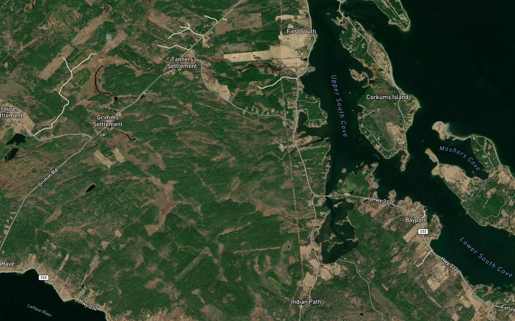 Satellite map of the Beaverdam Brook