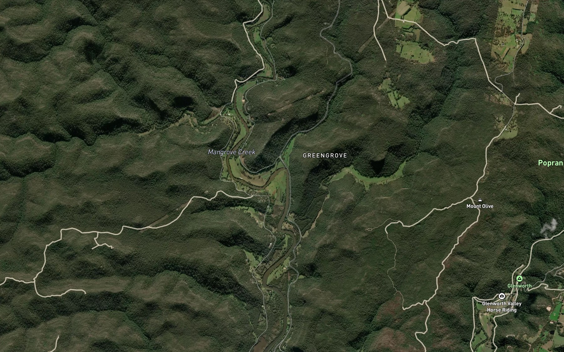 Satellite map of the Birdseye Creek