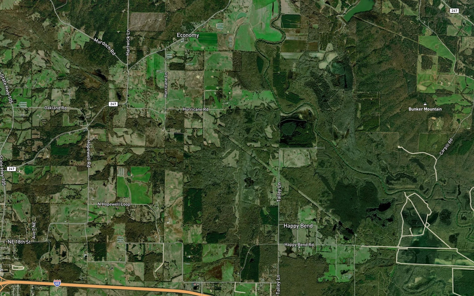 Satellite map of the White Oak Creek