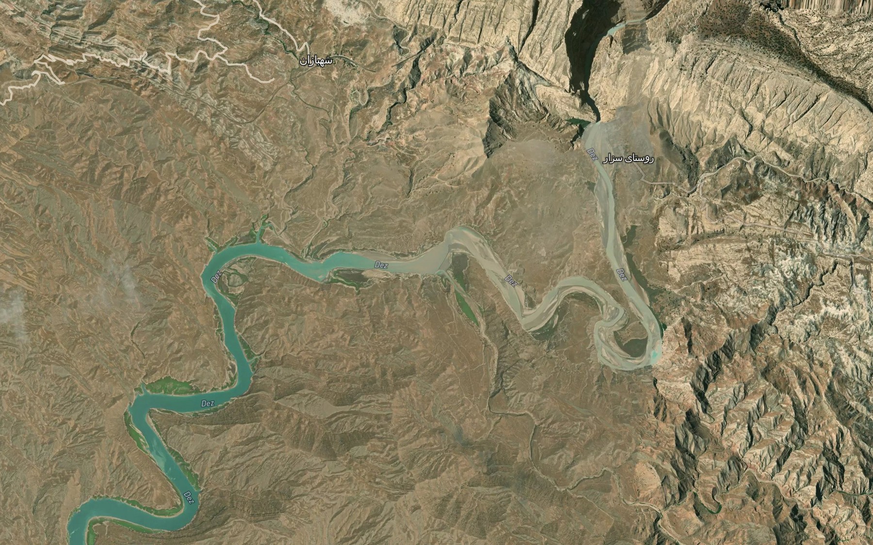 Satellite map of the Rudkhaneh-ye Ab Shur