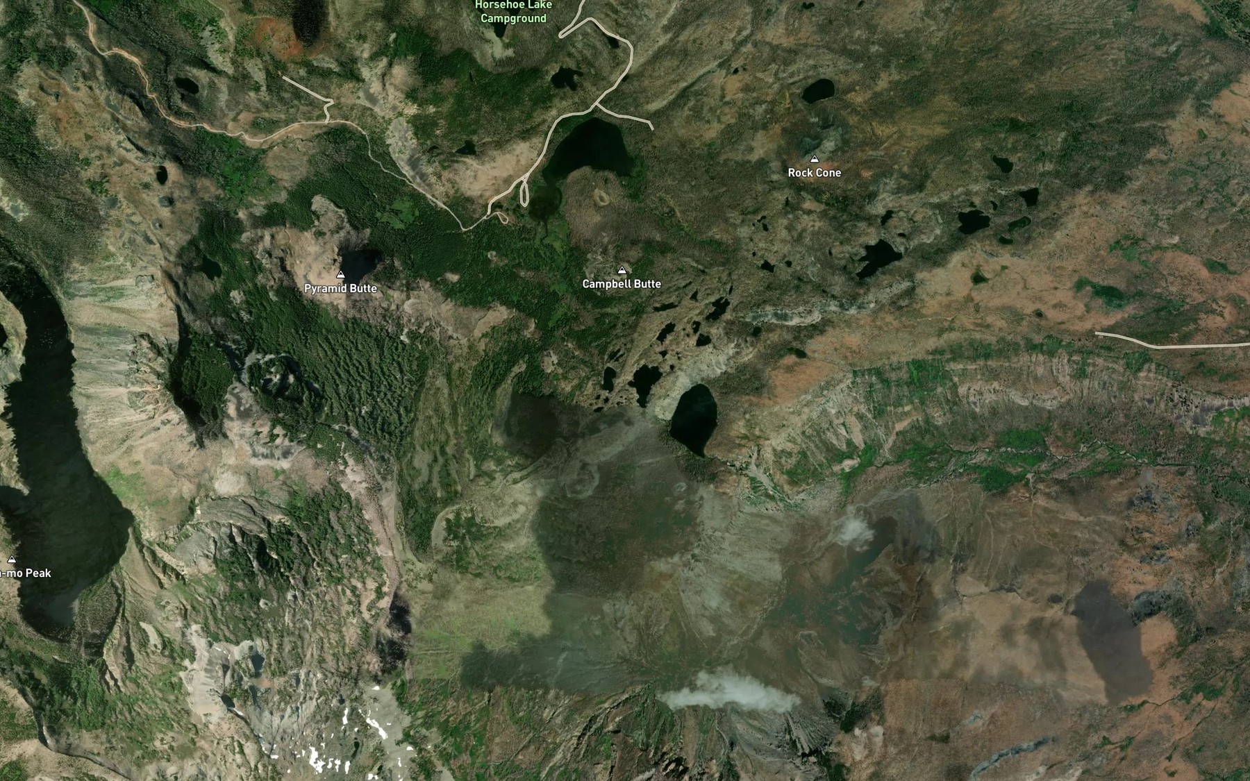 Satellite map of the Papoose Lakes