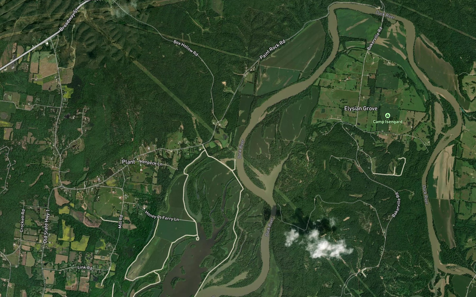 Satellite map of the Stribling Branch