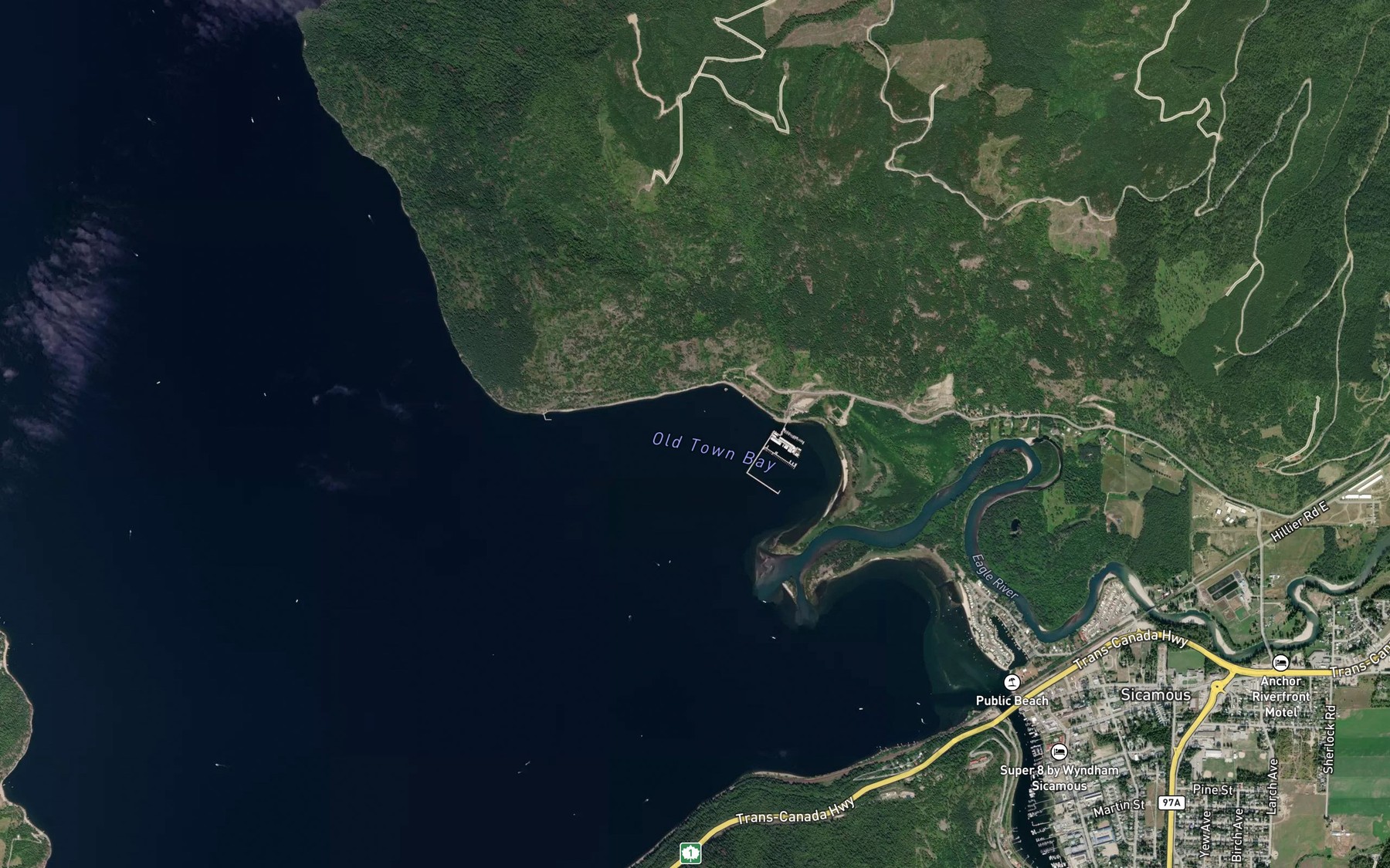 Satellite map of the Old Town Creek