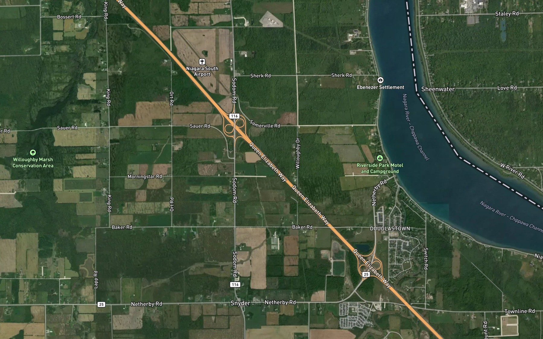 Satellite map of the Baker Creek