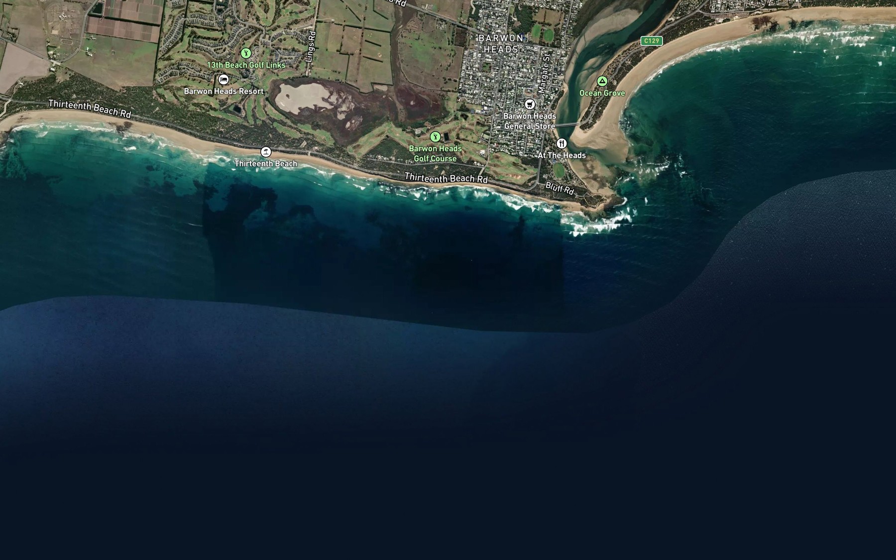 Satellite map of the Charlemont Reef